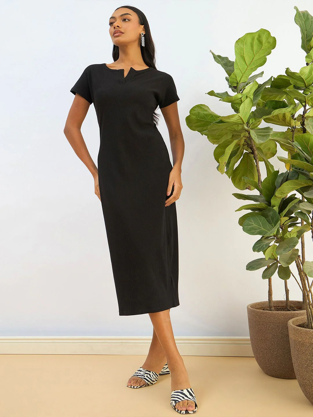 SASSAFRAS BASICS Bodycon Midi Dress - Image 2