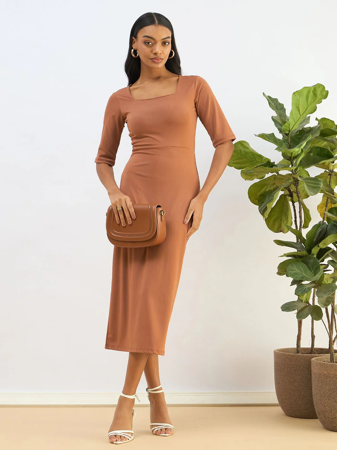 SASSAFRAS BASICS Bodycon Midi Dress - Image 4