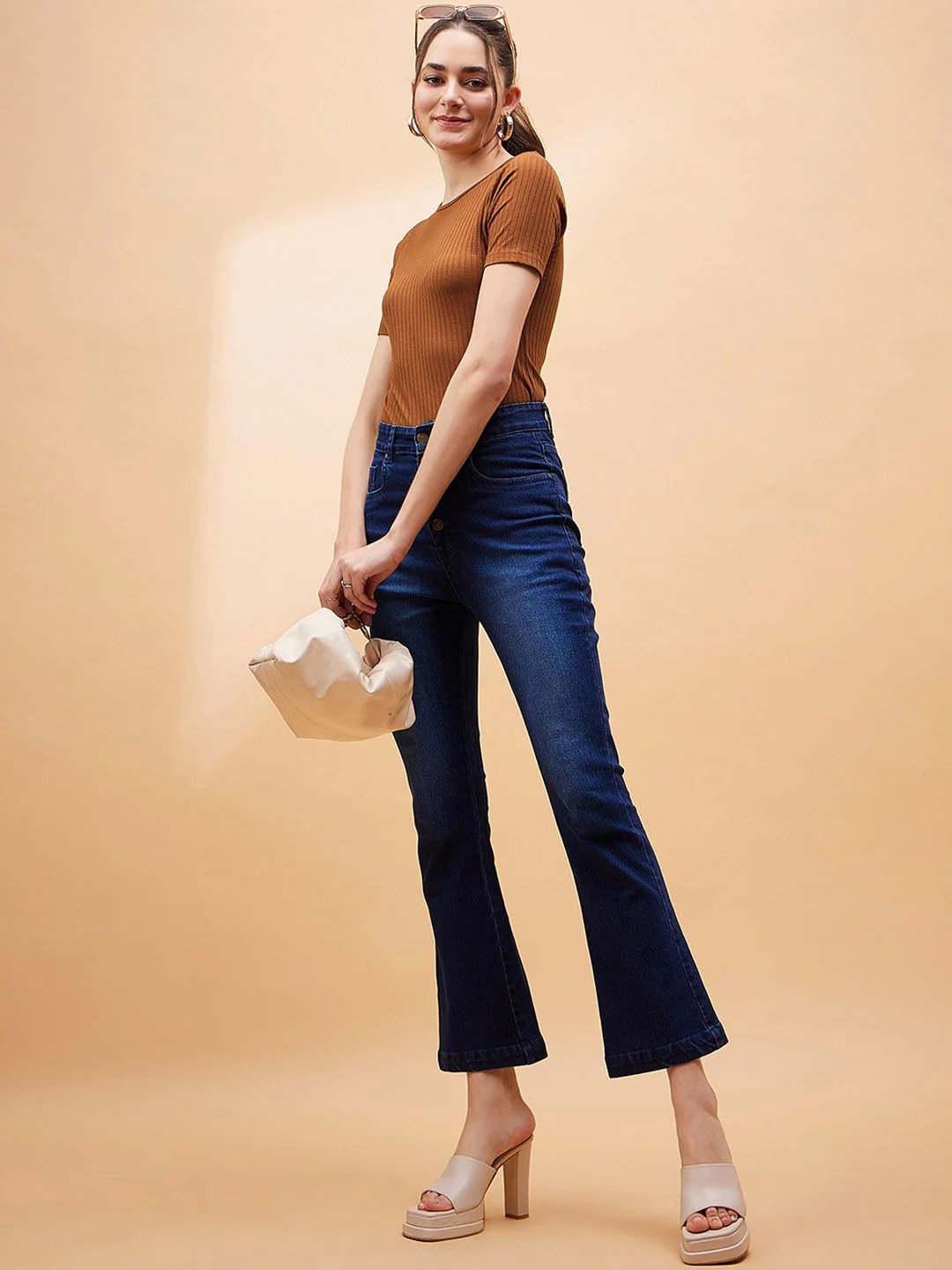 SASSAFRAS BASICS Brown Ribbed Round Neck Bodysuit - Image 7