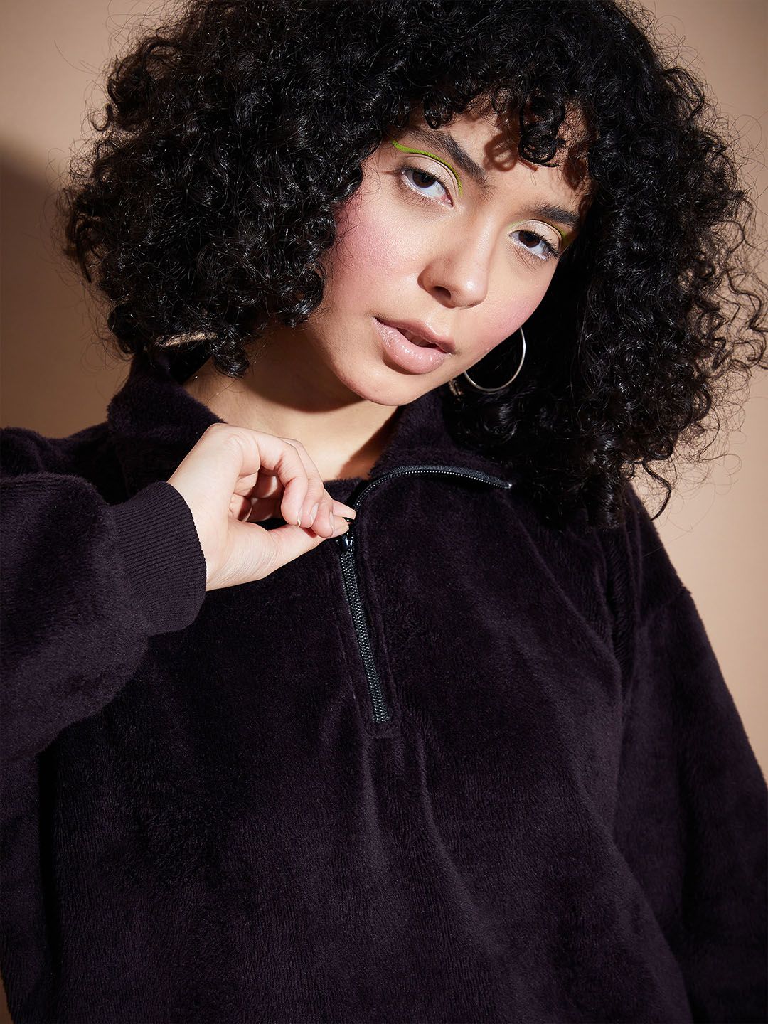 SASSAFRAS BASICS High Collar Long Sleeves Oversized Fleece Pullover Sweatshirt - Image 7
