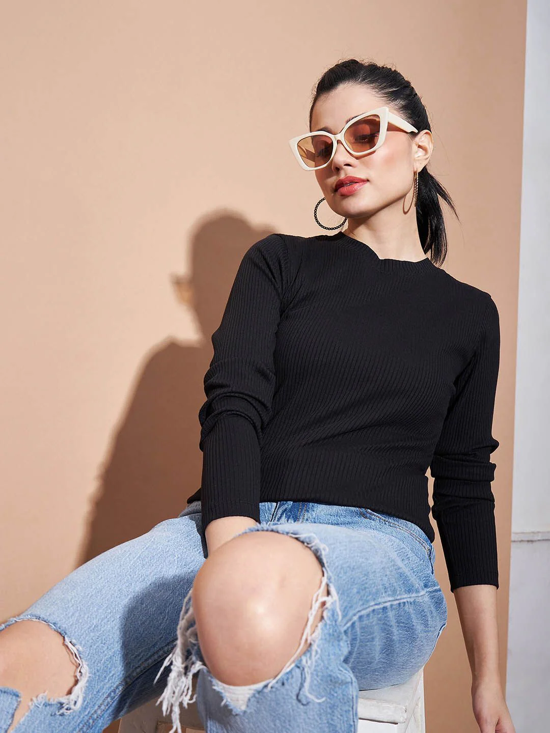 SASSAFRAS BASICS Ribbed Long Sleeves Cotton Top - Image 6