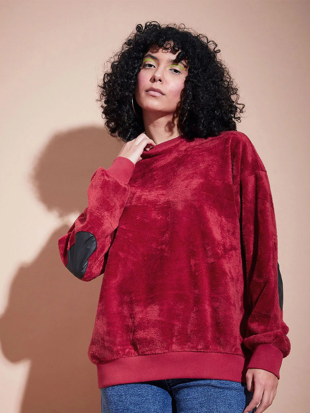 SASSAFRAS BASICS Round Neck Long Sleeves Oversized Fleece Pullover Sweatshirt