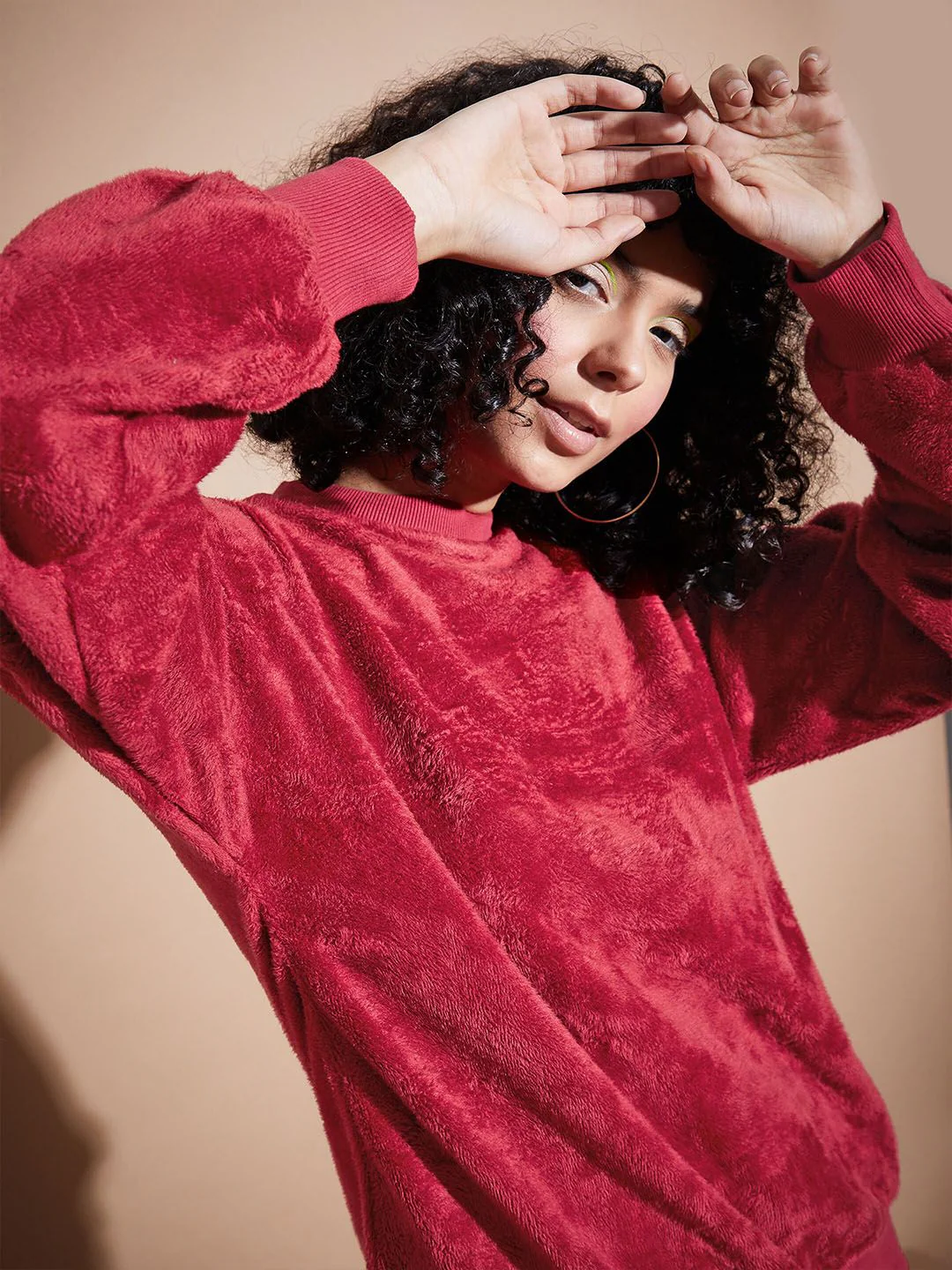 SASSAFRAS BASICS Round Neck Long Sleeves Oversized Fleece Pullover Sweatshirt - Image 2