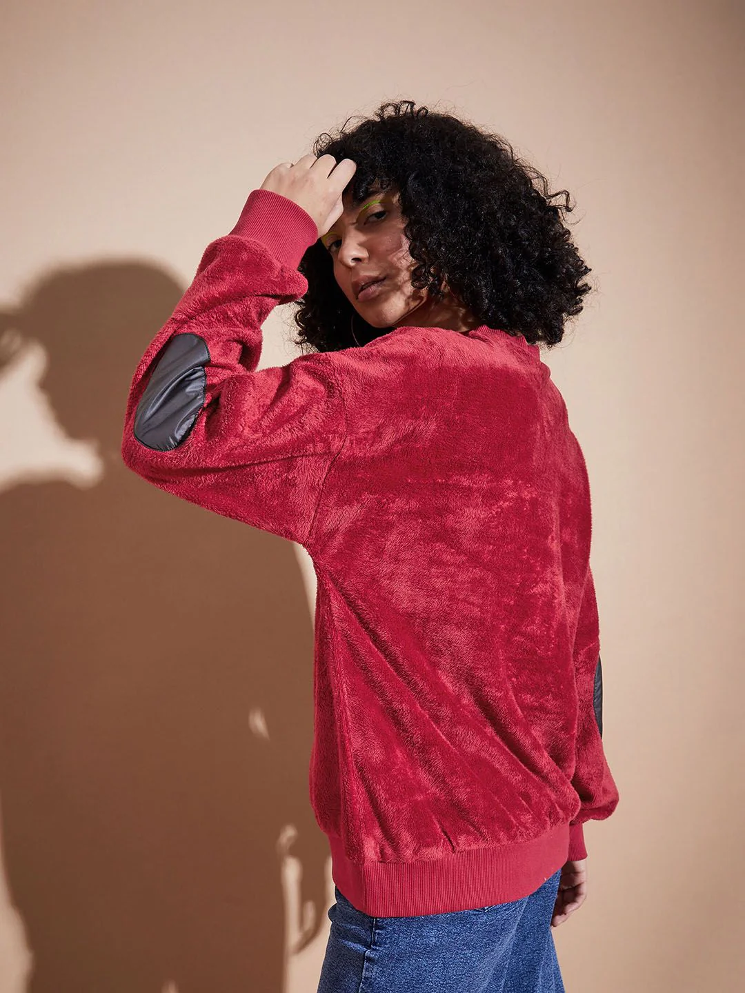 SASSAFRAS BASICS Round Neck Long Sleeves Oversized Fleece Pullover Sweatshirt - Image 5