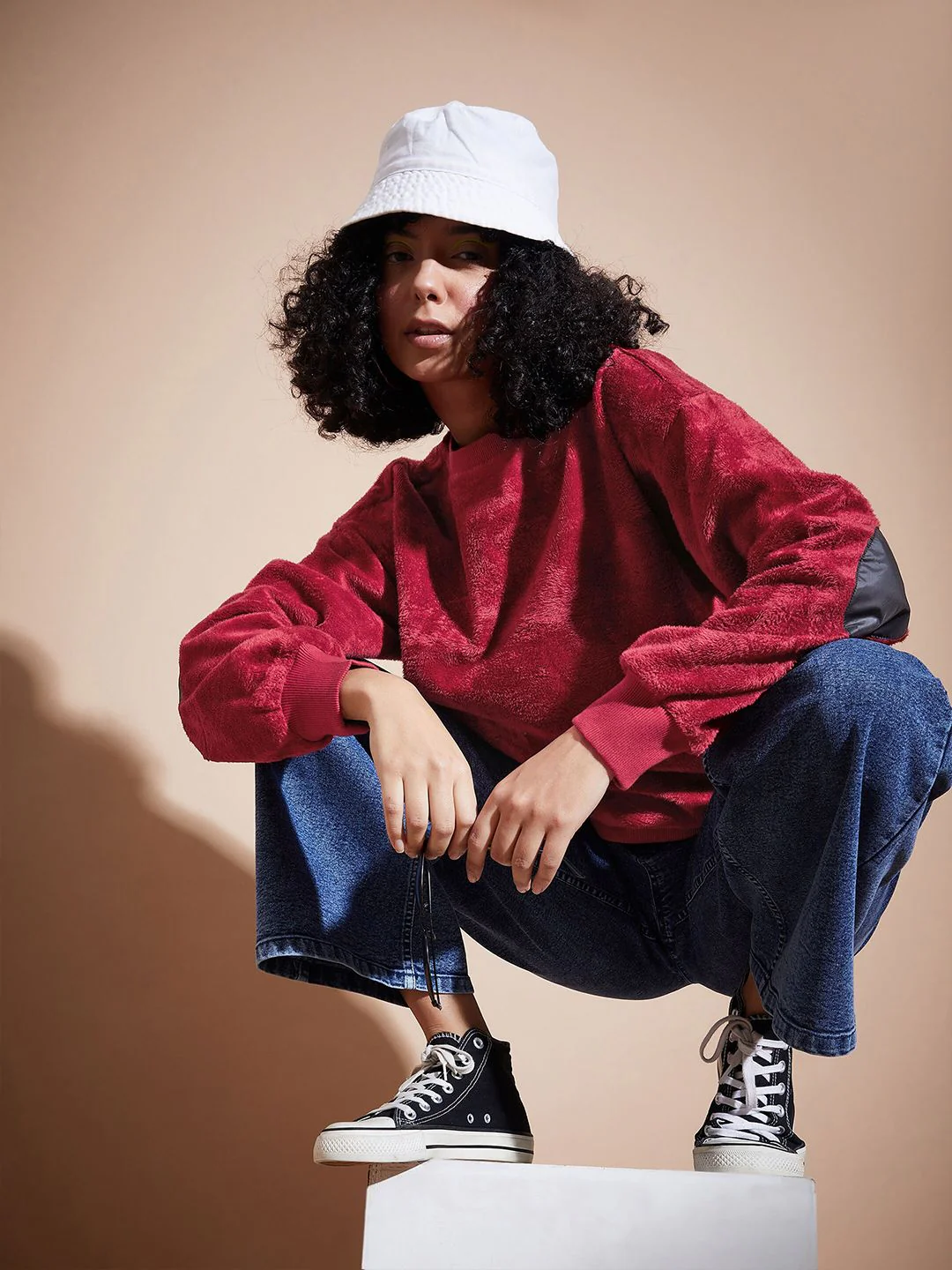 SASSAFRAS BASICS Round Neck Long Sleeves Oversized Fleece Pullover Sweatshirt - Image 6
