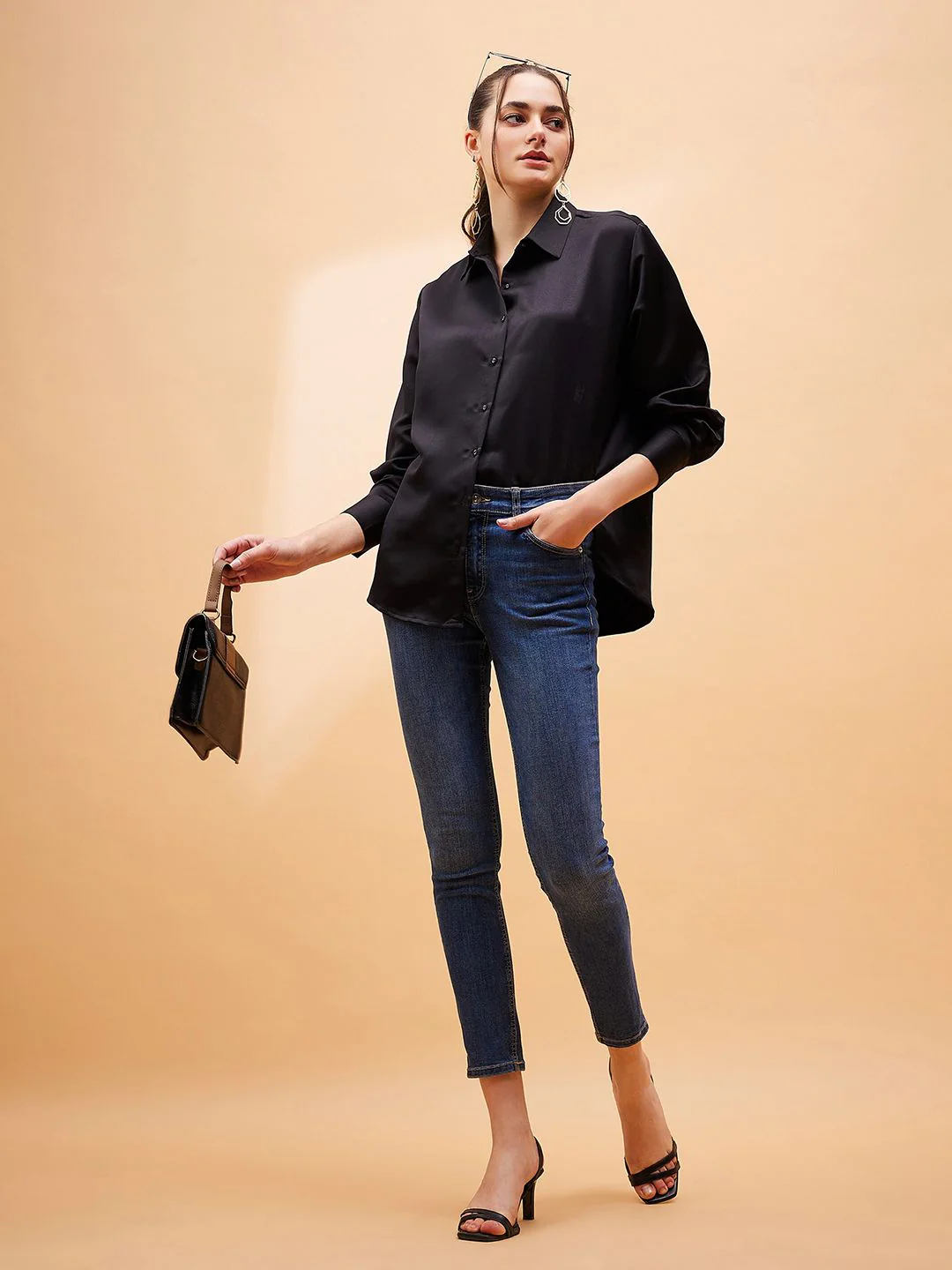 SASSAFRAS BASICS Spread Collar Long Sleeves Satin Comfort Oversized Casual Shirt - Image 6