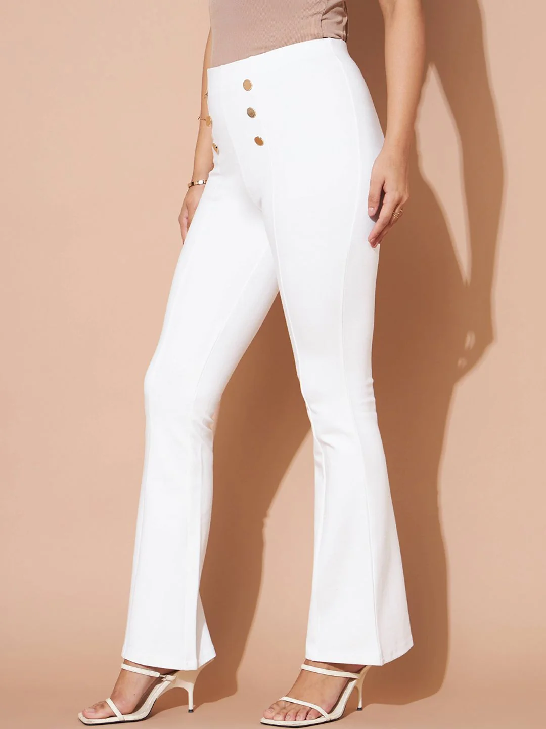 SASSAFRAS BASICS Women Bootcut Trousers Flared High-Rise Trousers - Image 2