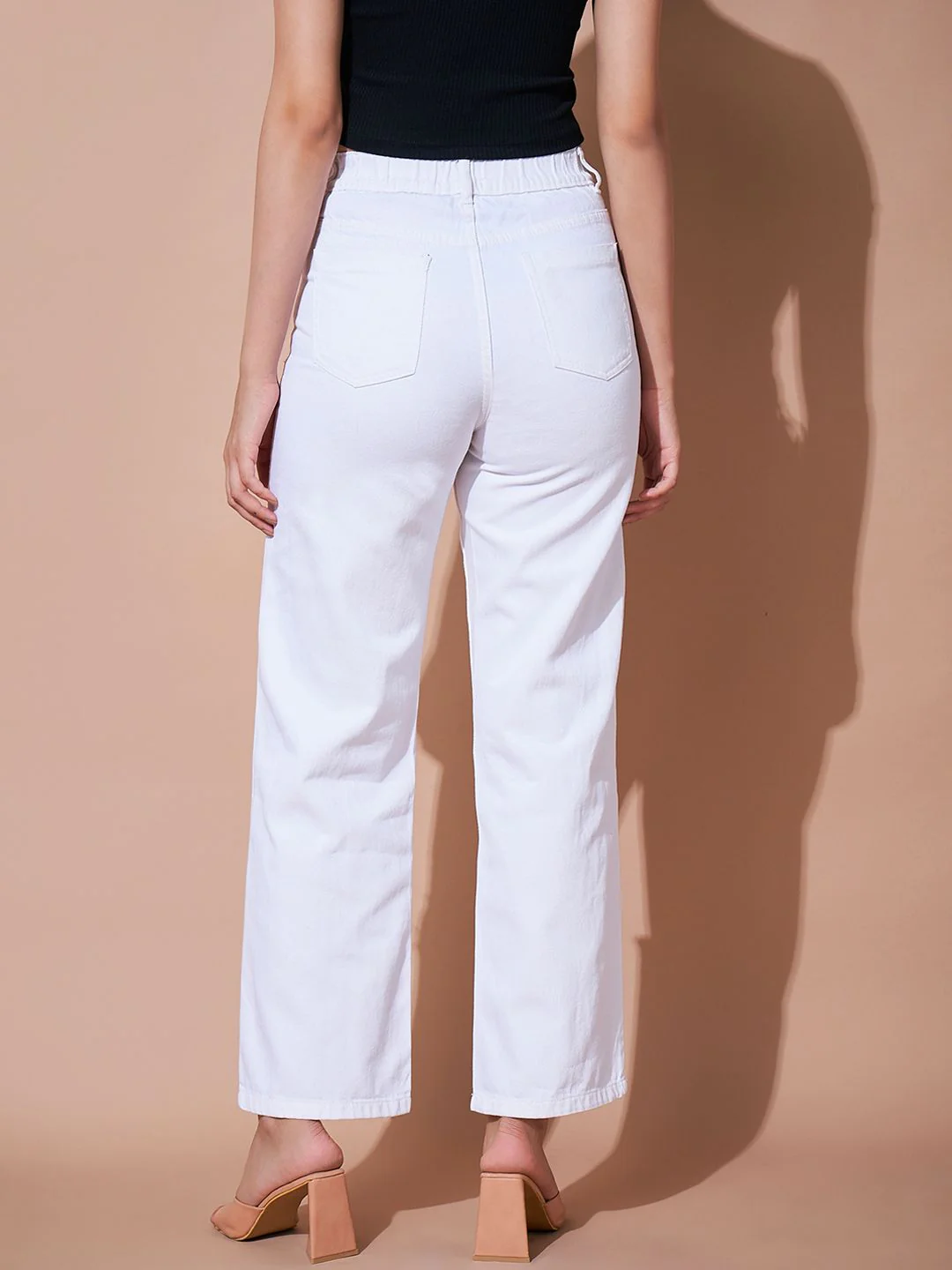 SASSAFRAS BASICS Women Straight Fit High-Rise Mildly Distressed Jeans - Image 3