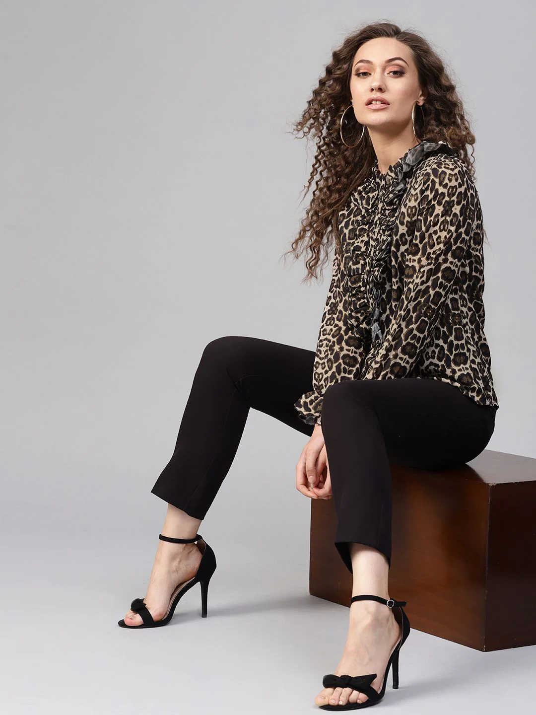 SASSAFRAS Animal Print Shirt Style Top