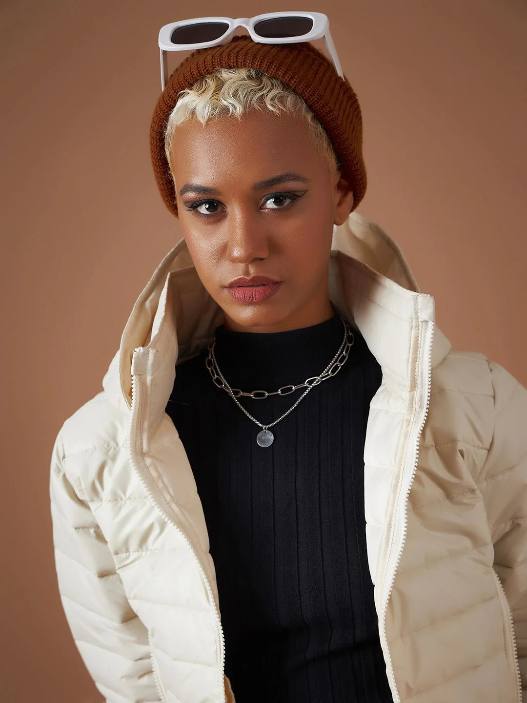 SASSAFRAS Beige Hooded Cropped Bomber Jacket - Image 2