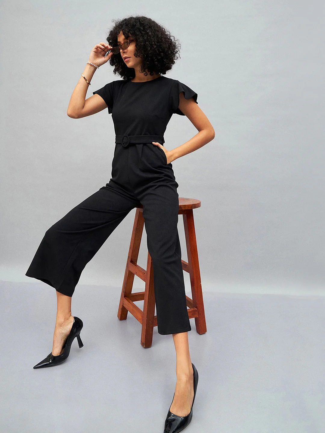 SASSAFRAS Black Belted Basic Jumpsuit - Image 6