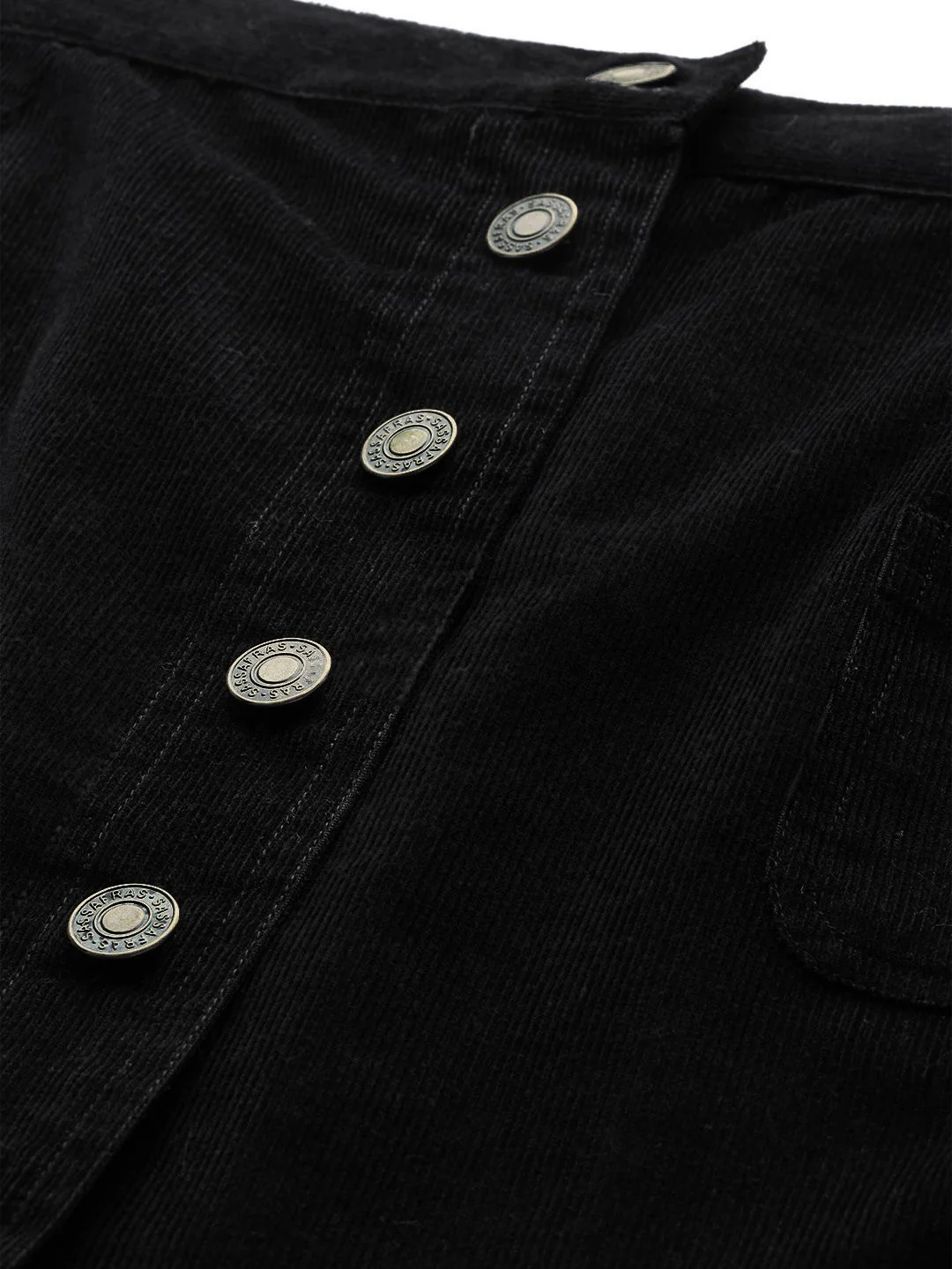 SASSAFRAS Black Corduroy Pure Cotton A-Line Skirt - Image 4