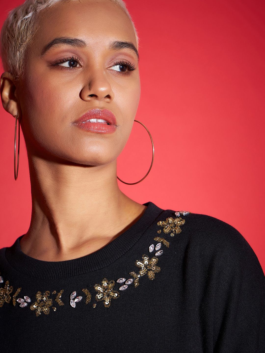 SASSAFRAS Black Embroidered Oversized Sweatshirt - Image 2