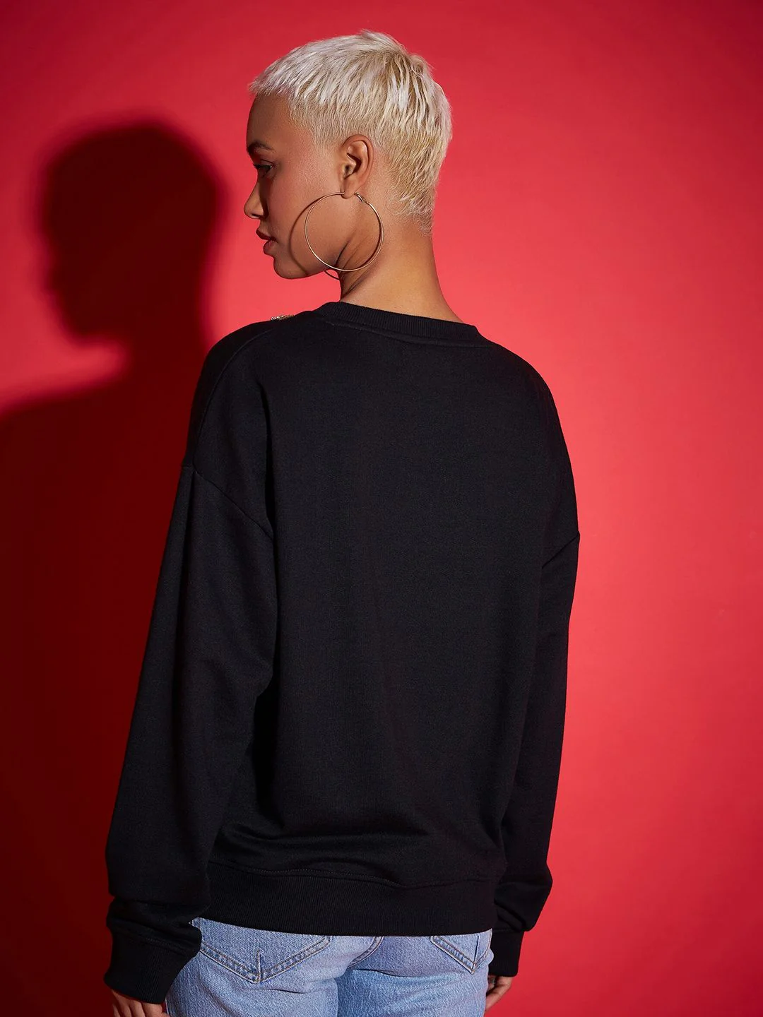 SASSAFRAS Black Embroidered Oversized Sweatshirt - Image 5