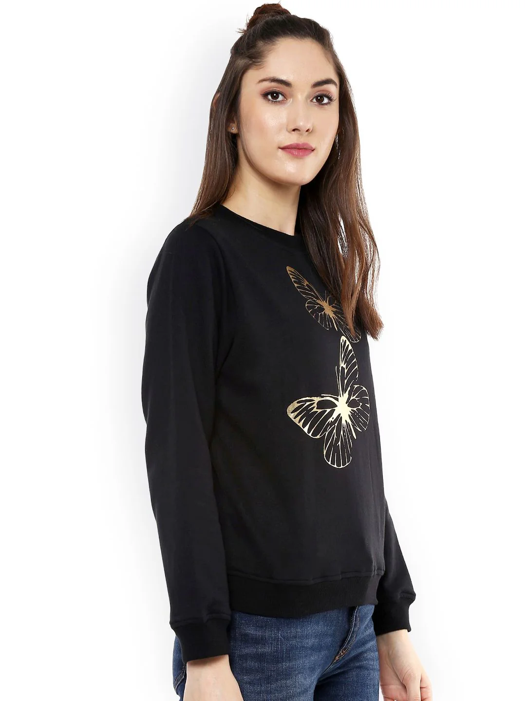 SASSAFRAS Black Printed Fleece Sweatshirt - Image 2
