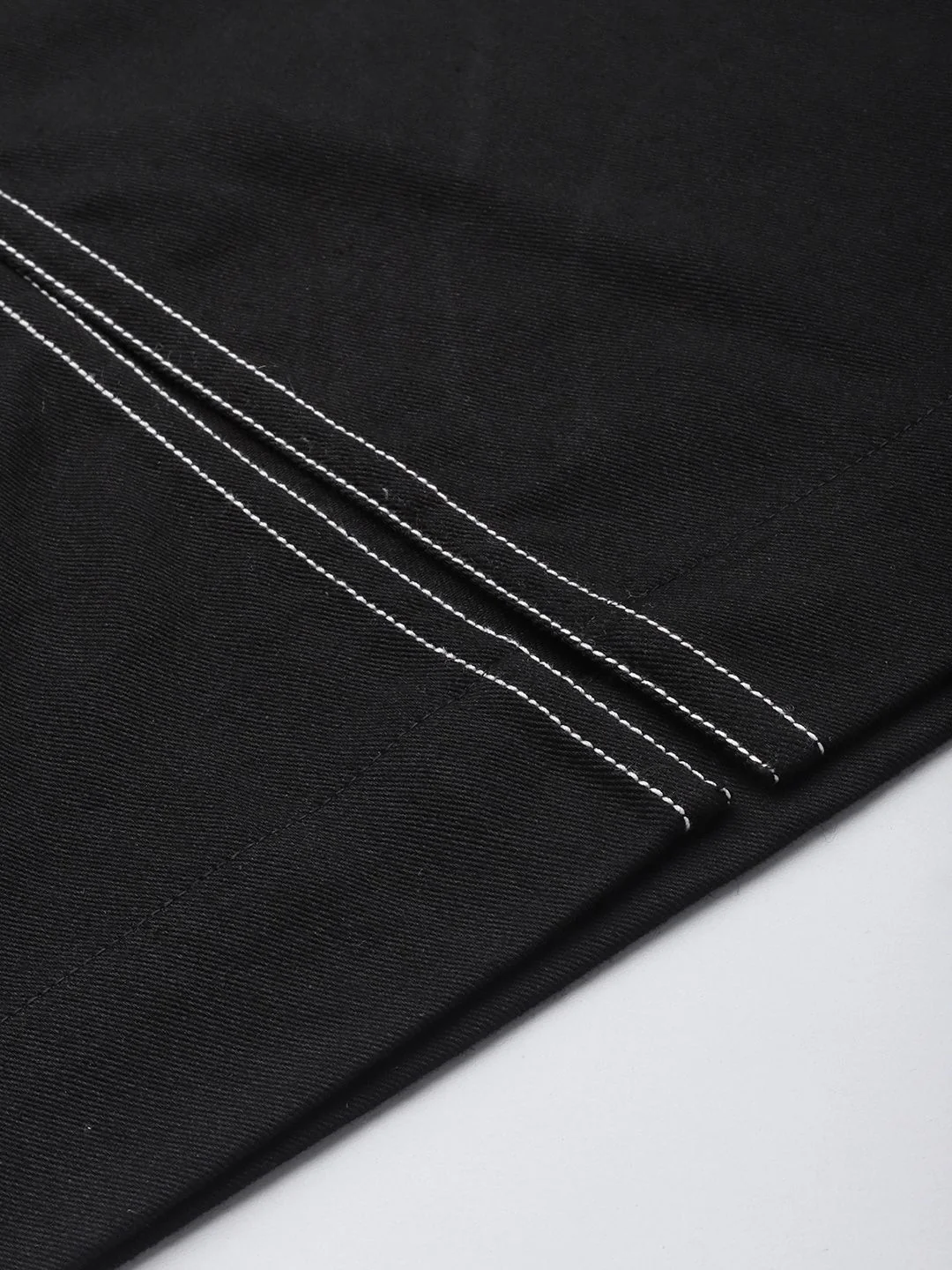 SASSAFRAS Black Pure Cotton Contrast Stitch Twill Pencil Skirt - Image 6