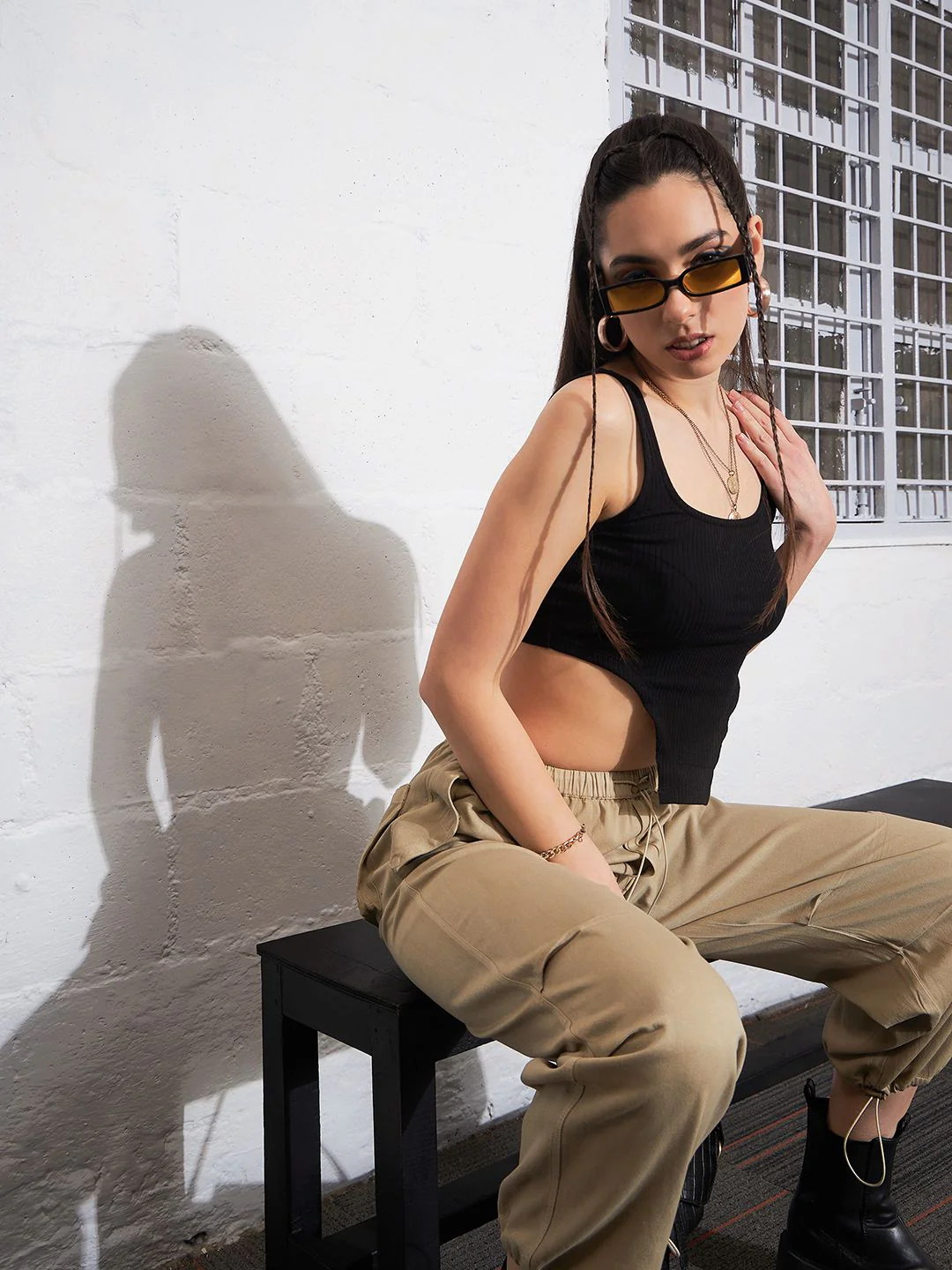 SASSAFRAS Black Sleeveless Crop Cotton Top - Image 3