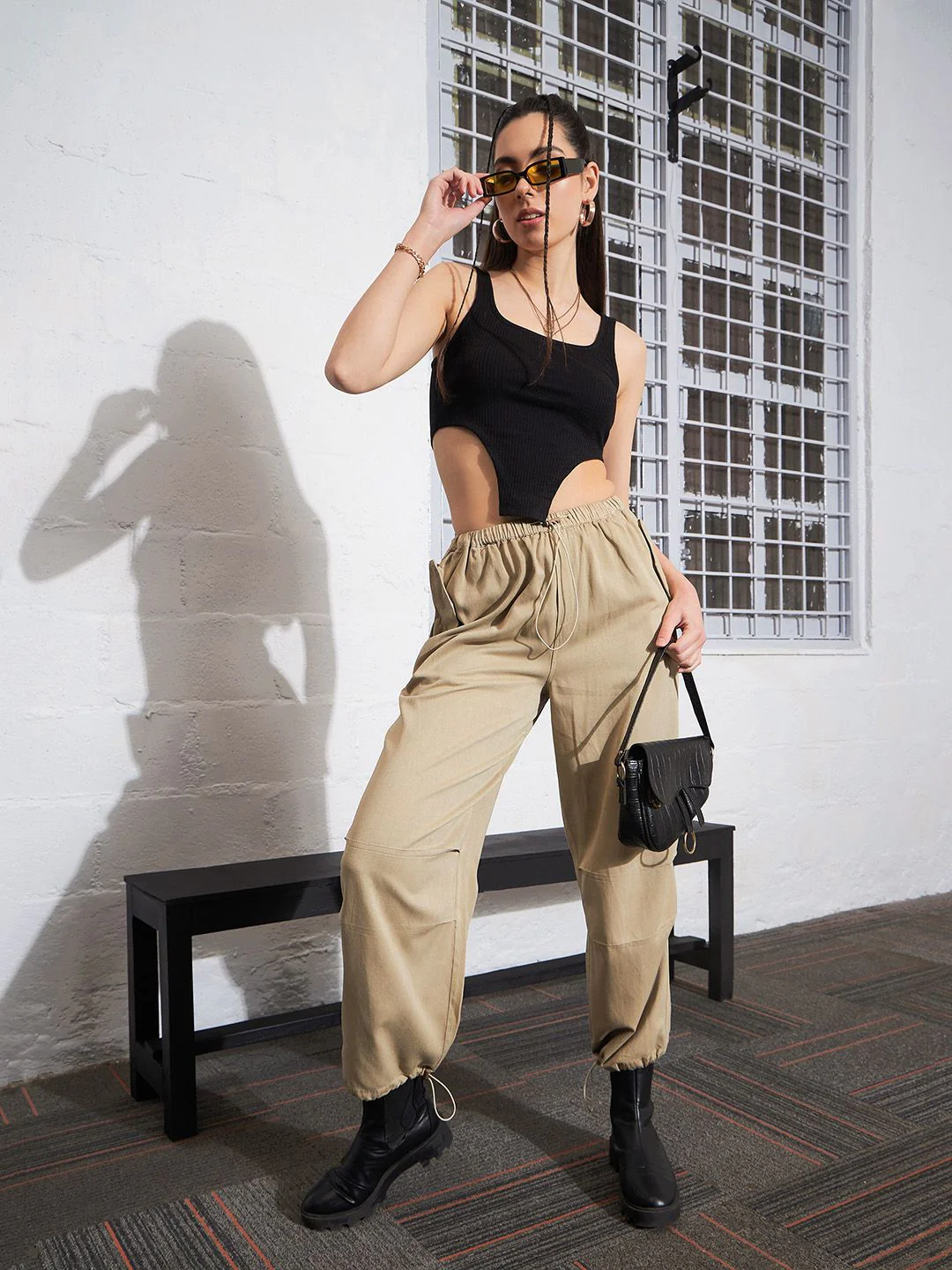 SASSAFRAS Black Sleeveless Crop Cotton Top - Image 4