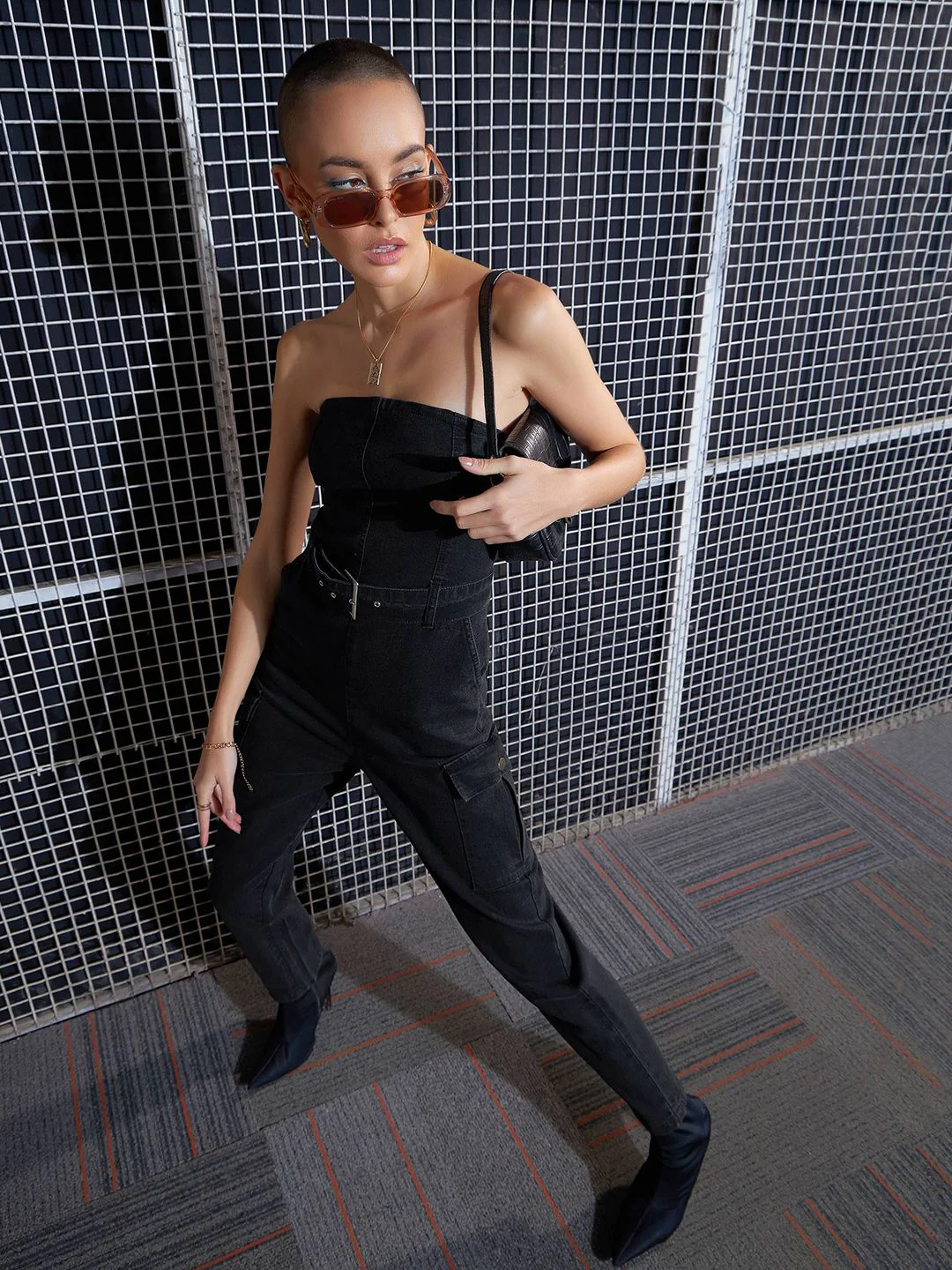 SASSAFRAS Black Strapless Basic Jumpsuit - Image 7