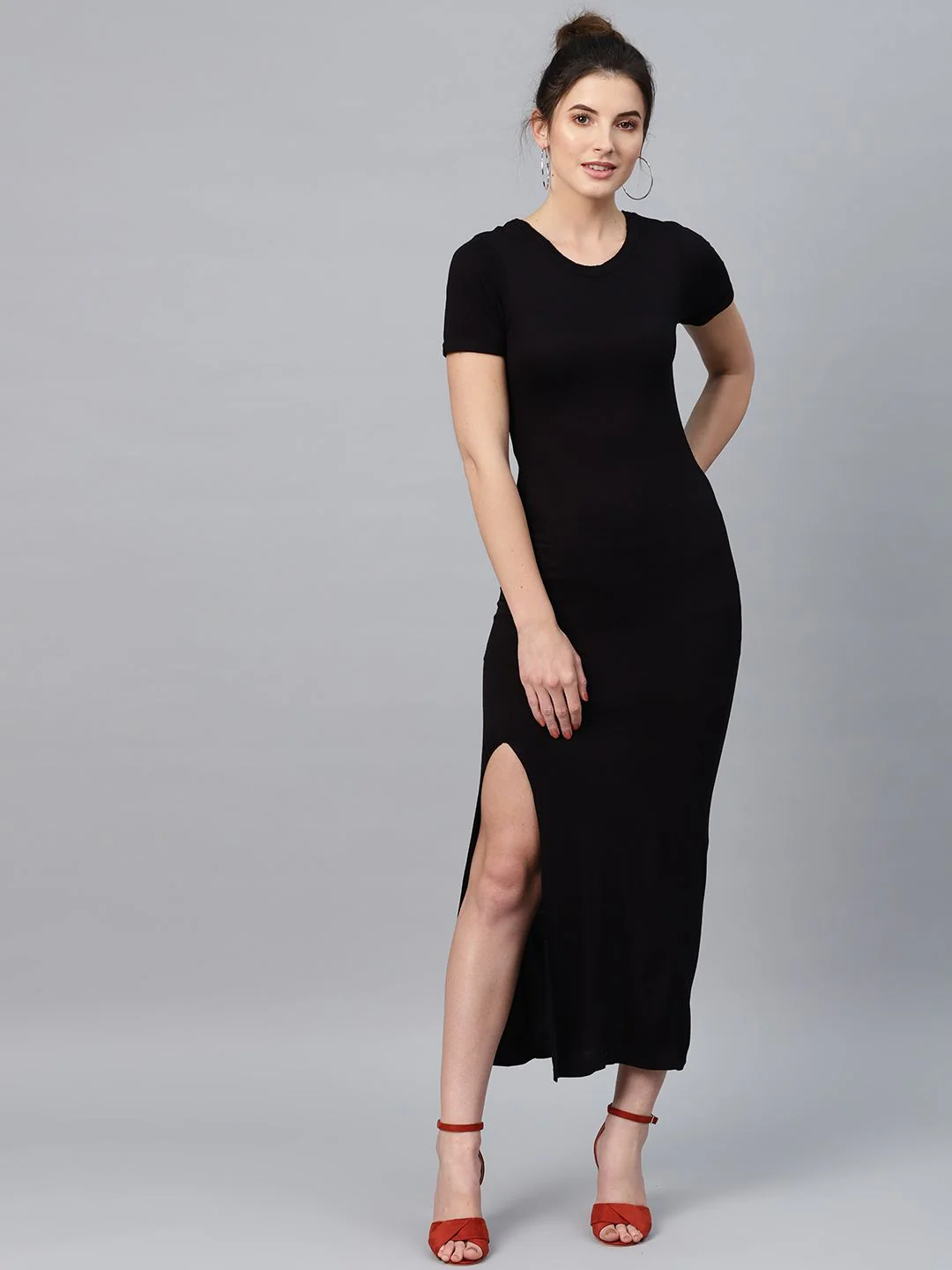 SASSAFRAS Black Styled Back Maxi Dress - Image 3
