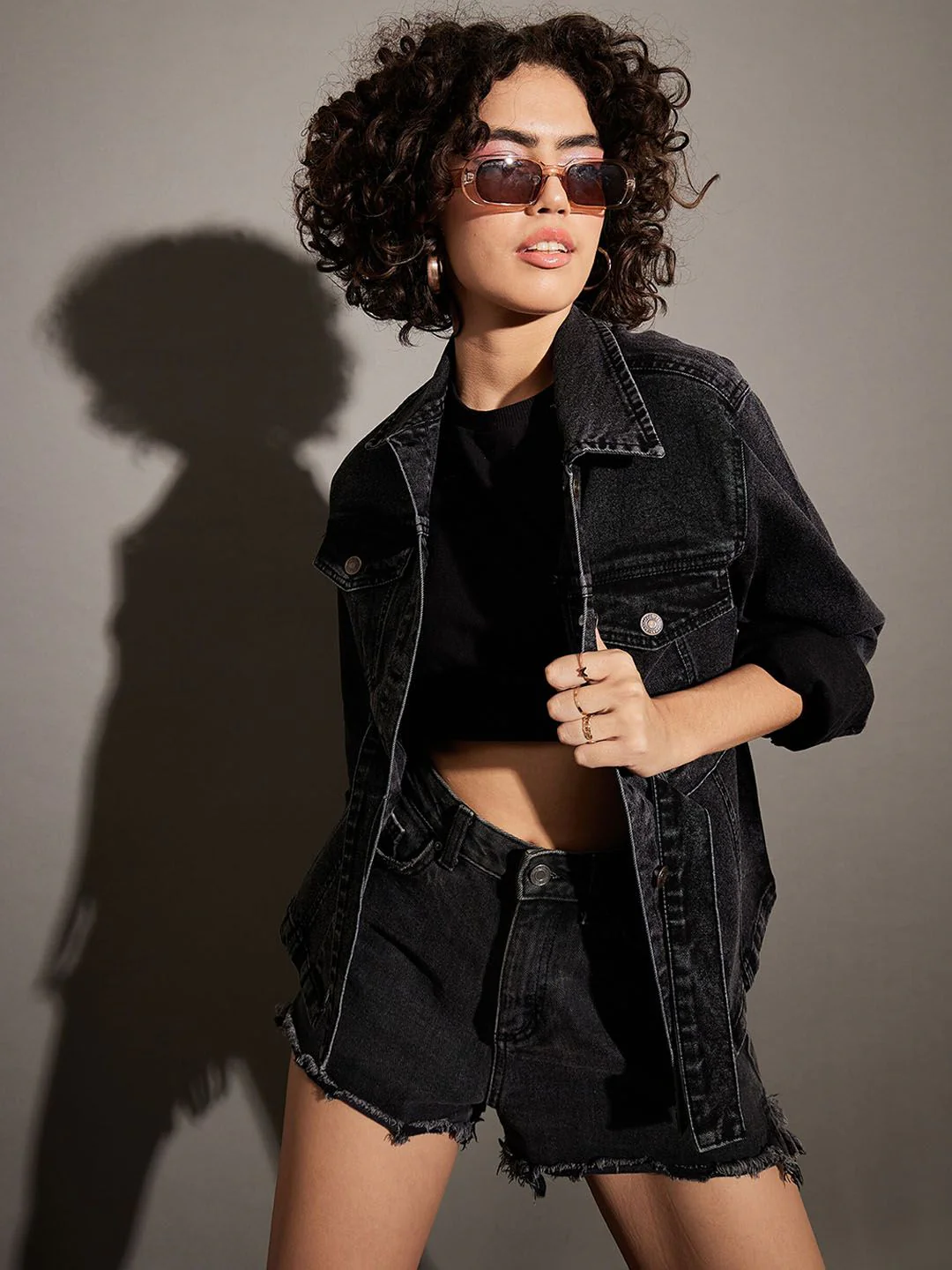 SASSAFRAS Black Washed Spread Collar Denim Jacket - Image 7
