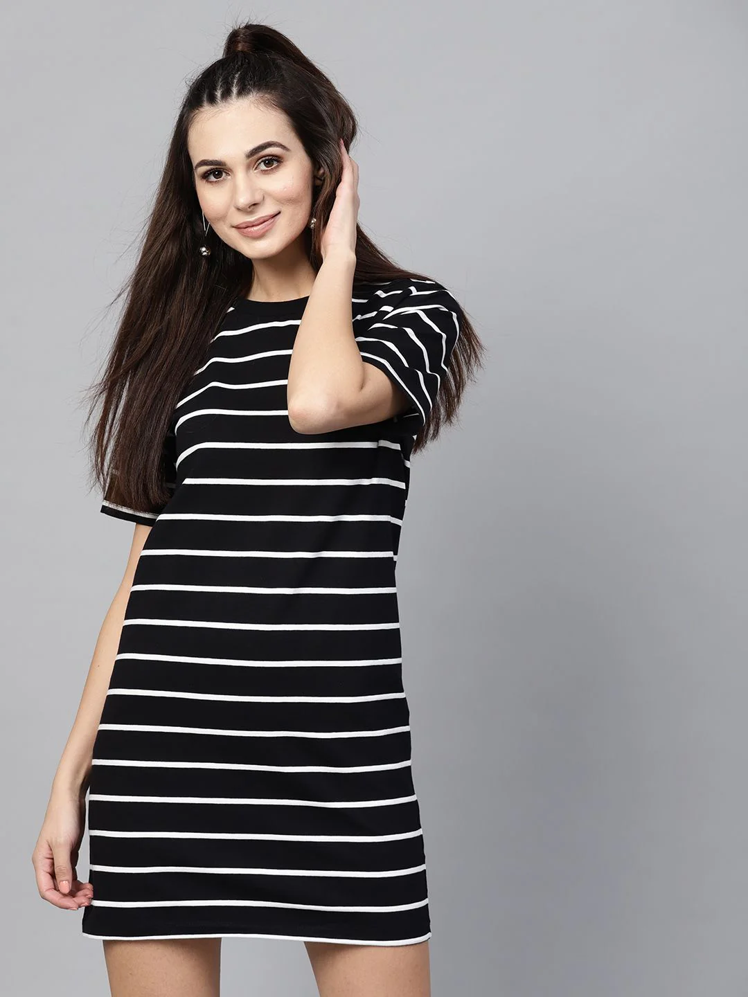 SASSAFRAS Black & White Striped T-shirt Dress - Image 3