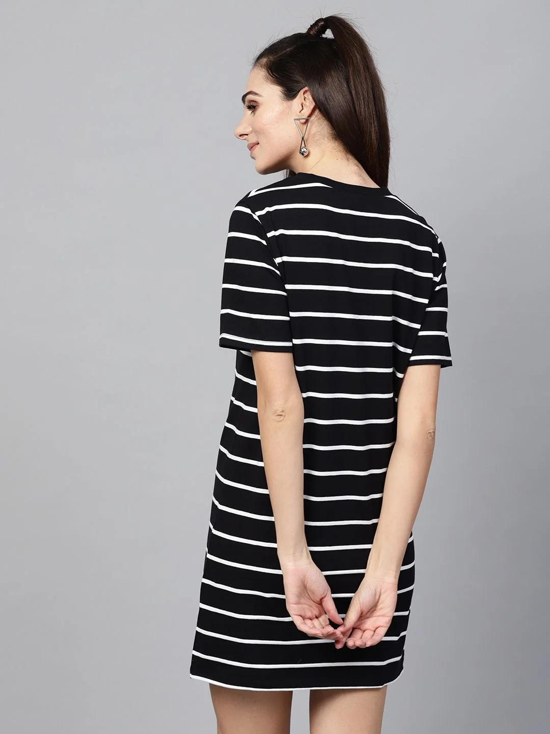 SASSAFRAS Black & White Striped T-shirt Dress - Image 4