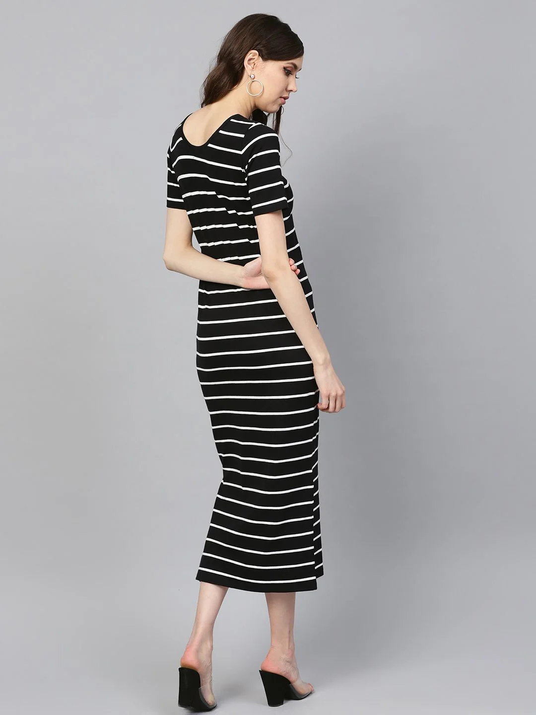 SASSAFRAS Black & White Striped T-shirt Dress - Image 5