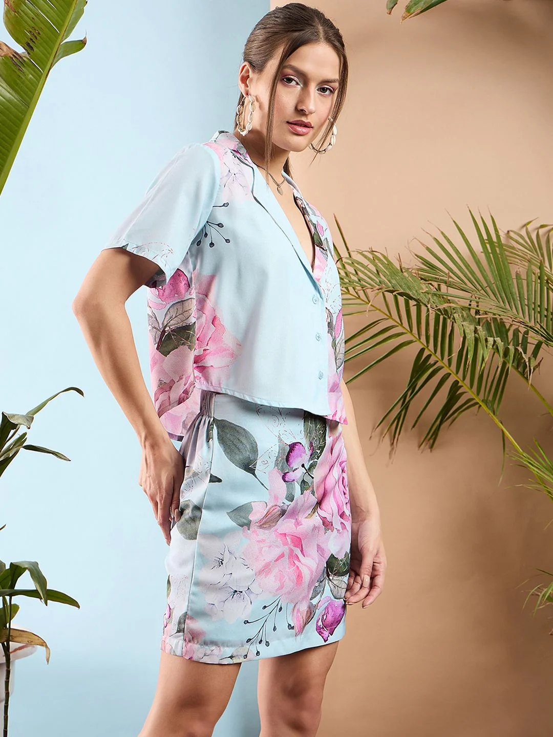 SASSAFRAS Blue Floral Printed Shirt & Trousers - Image 5