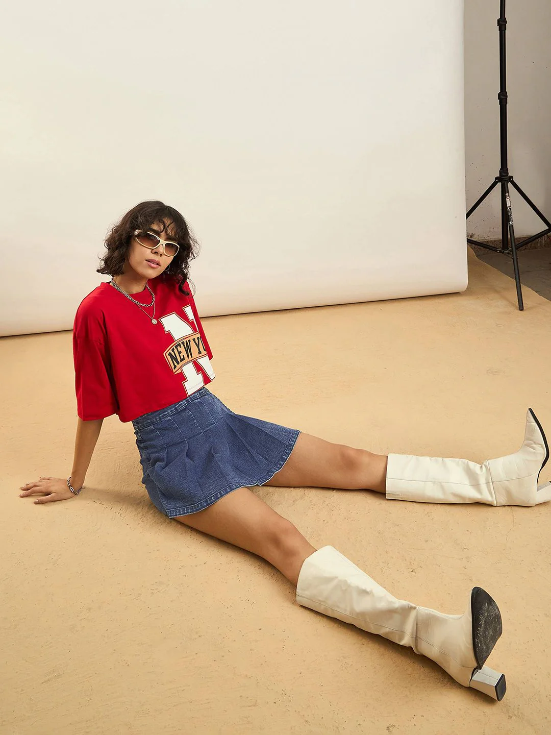 SASSAFRAS Blue Pleated Wrap Mini Skorts - Image 6