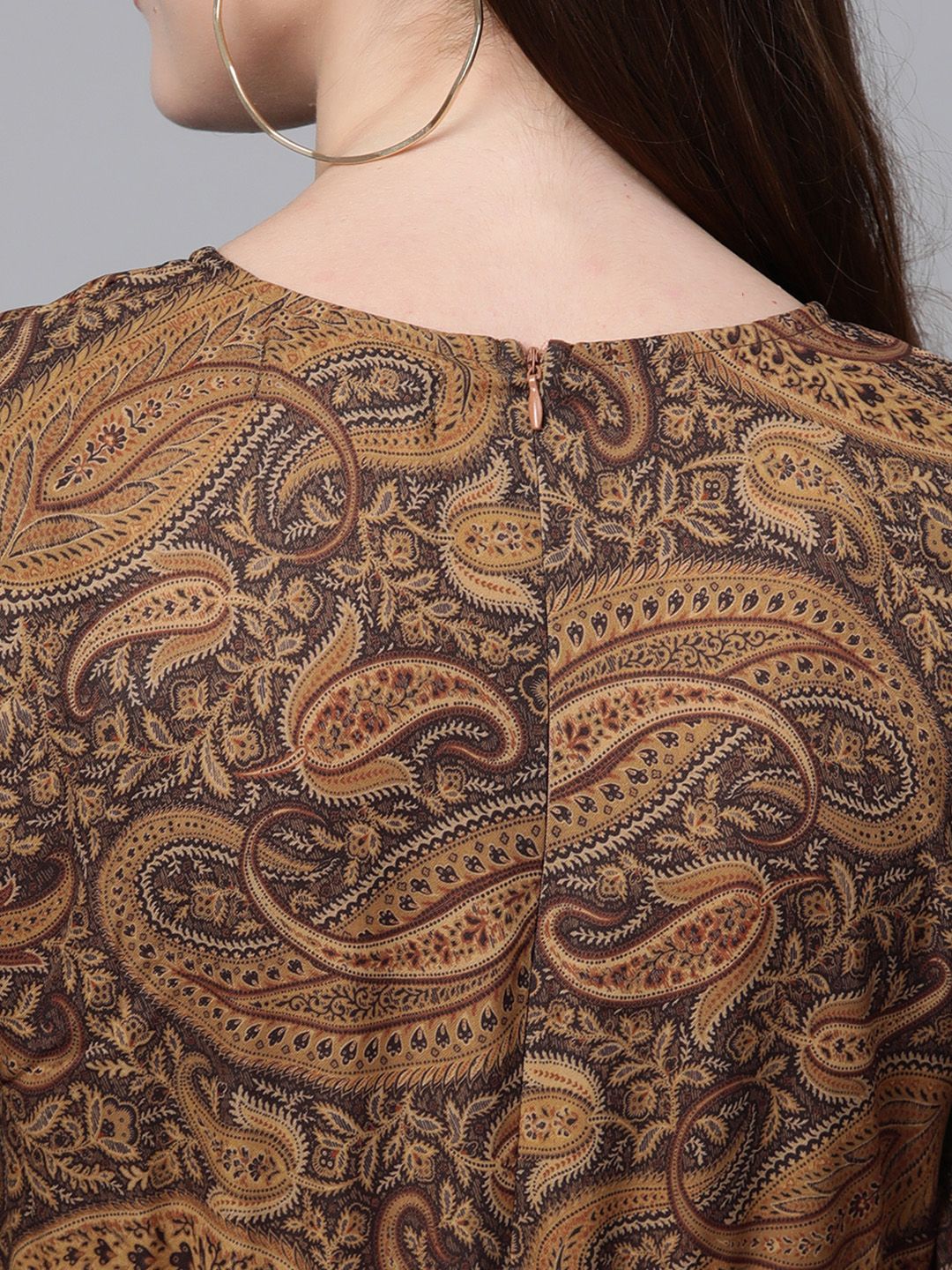 SASSAFRAS Brown & Black Ethnic Motifs Print Maxi Dress - Image 6