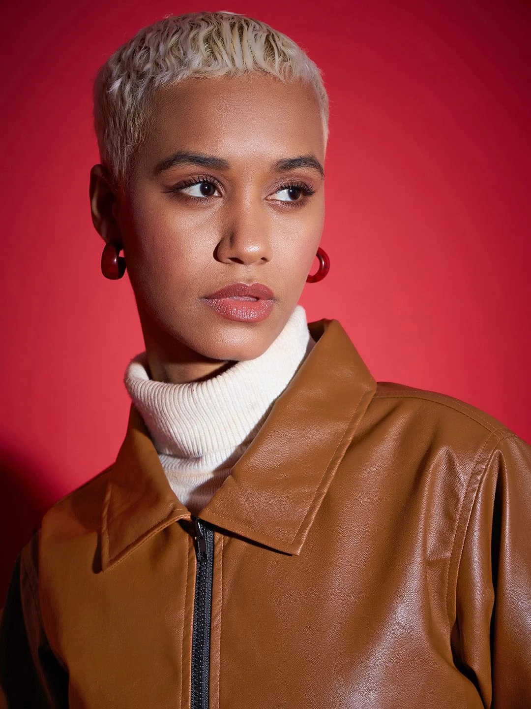 SASSAFRAS Brown Spread Collar Biker Jacket - Image 2