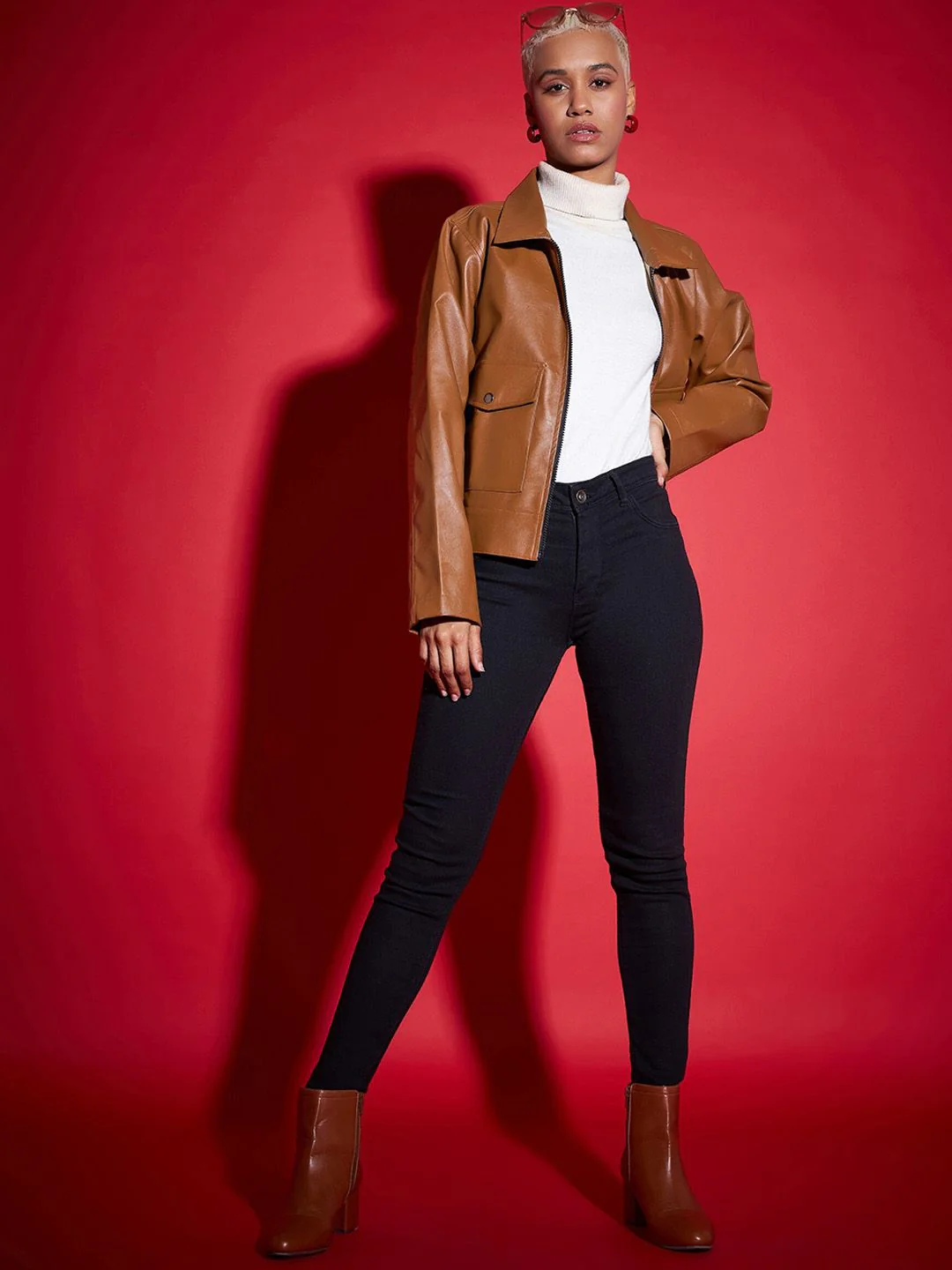 SASSAFRAS Brown Spread Collar Biker Jacket - Image 6