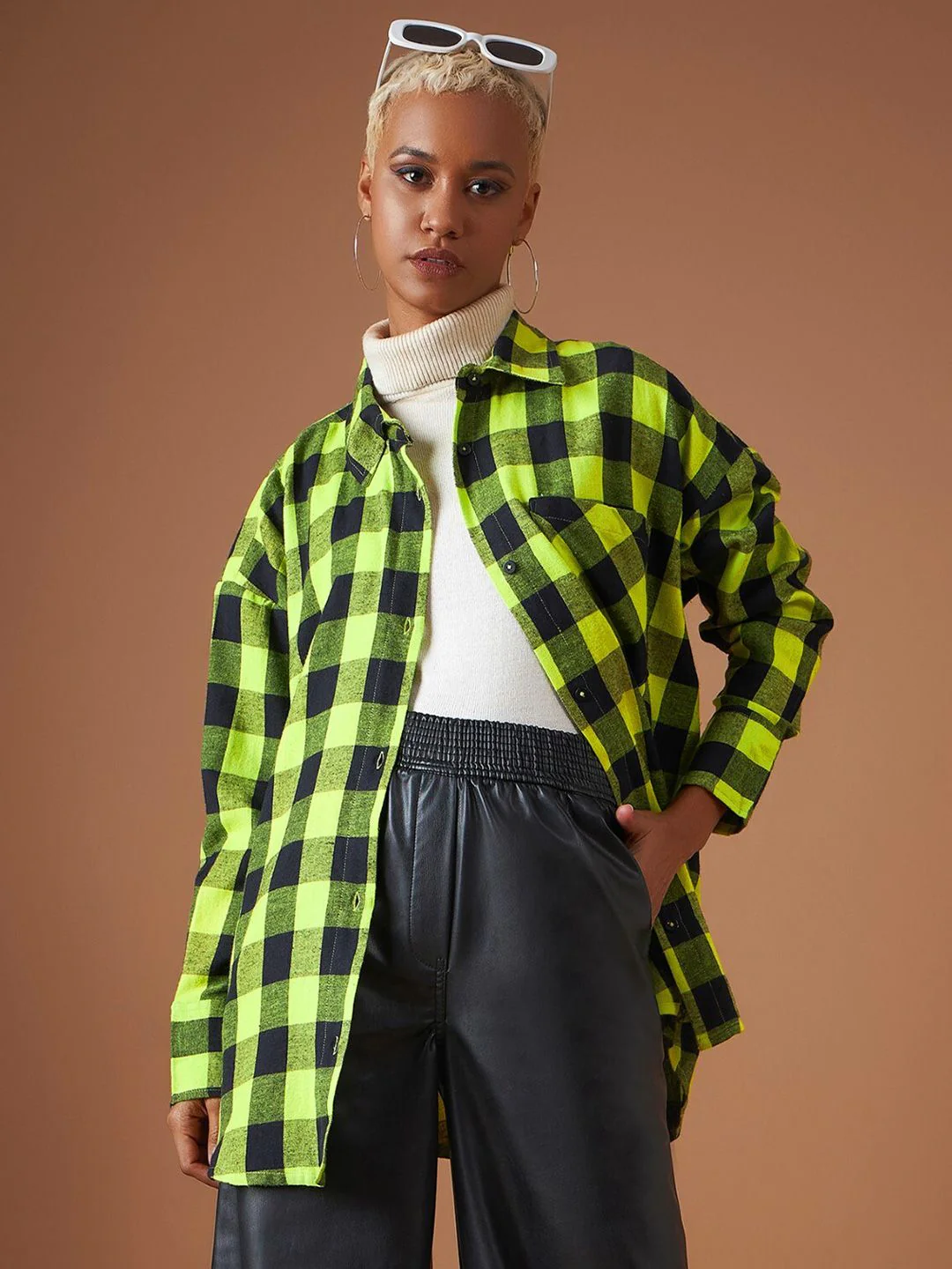 SASSAFRAS Buffalo Checked Oversized Casual Pure Cotton Shacket