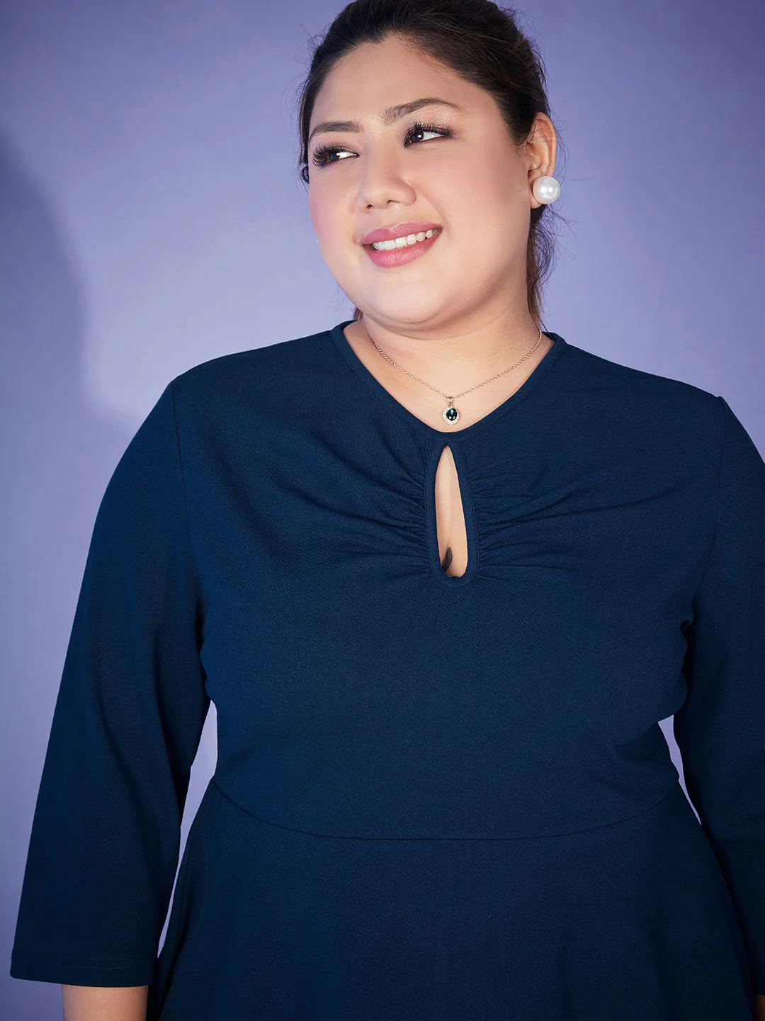 SASSAFRAS Curve Blue Plus Size Self-Design Top Wit Trouser Co-Ords - Image 2