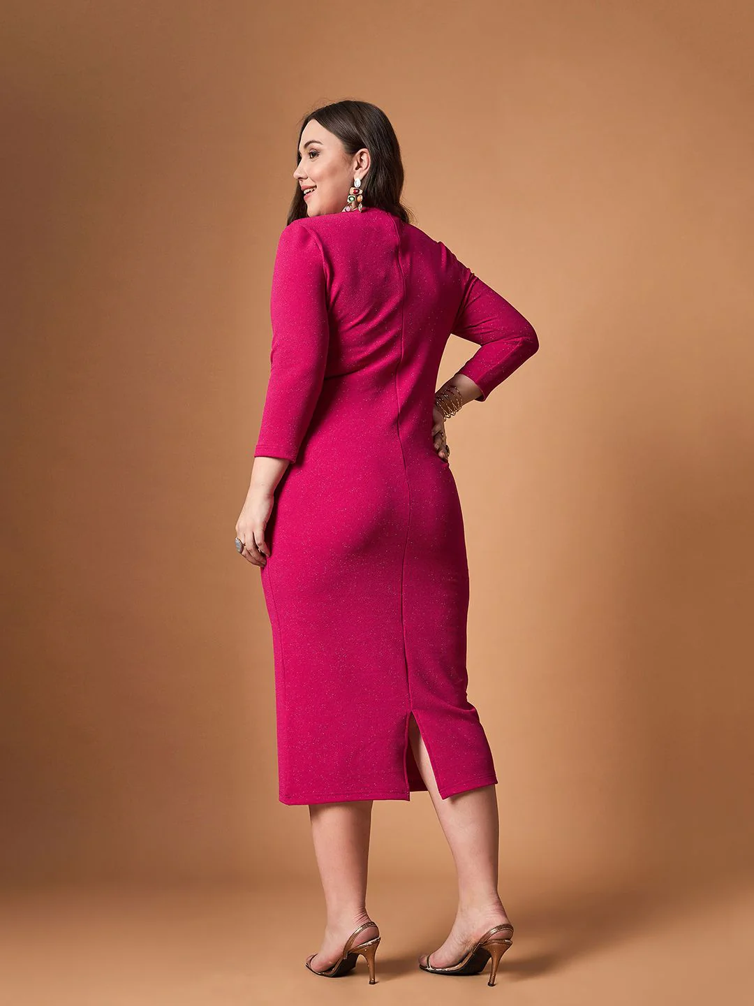 SASSAFRAS Curve Bodycon Midi Dress - Image 4