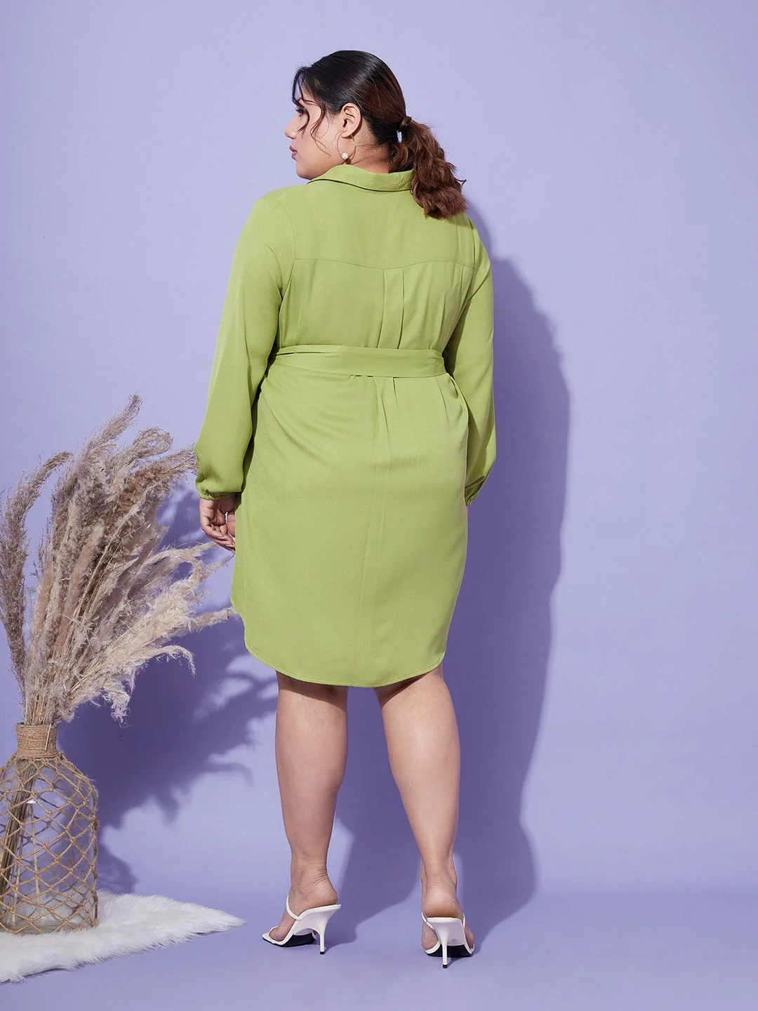 SASSAFRAS Curve Crepe Shirt Dress - Image 4