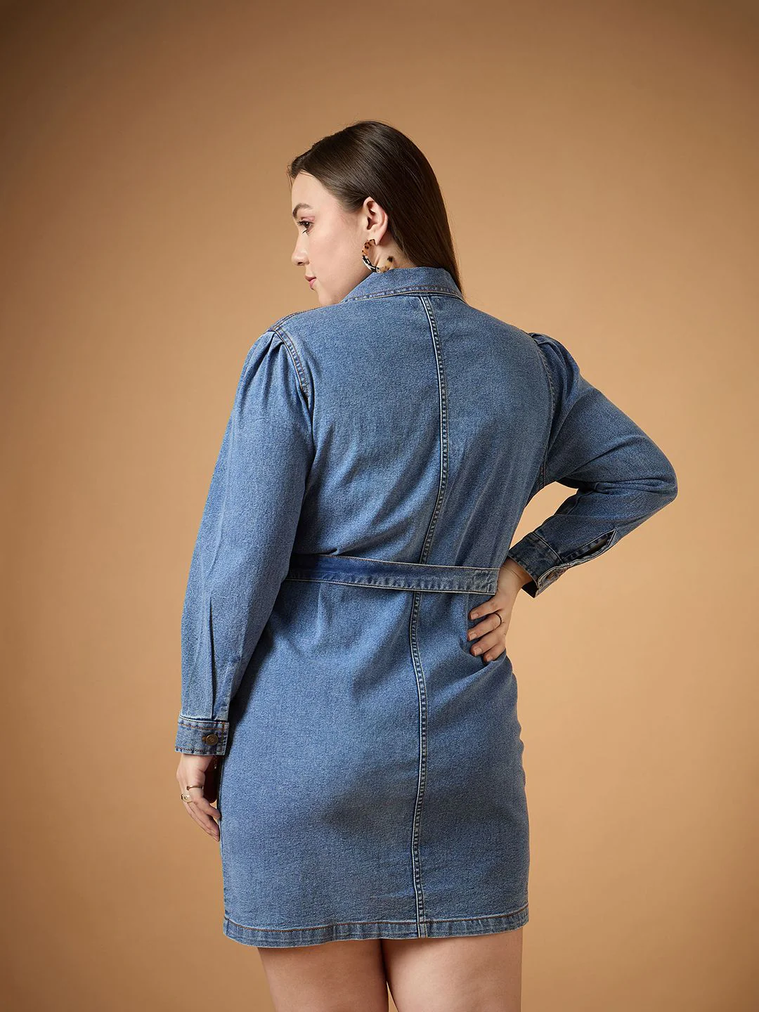 SASSAFRAS Curve Denim Shirt Dress - Image 5