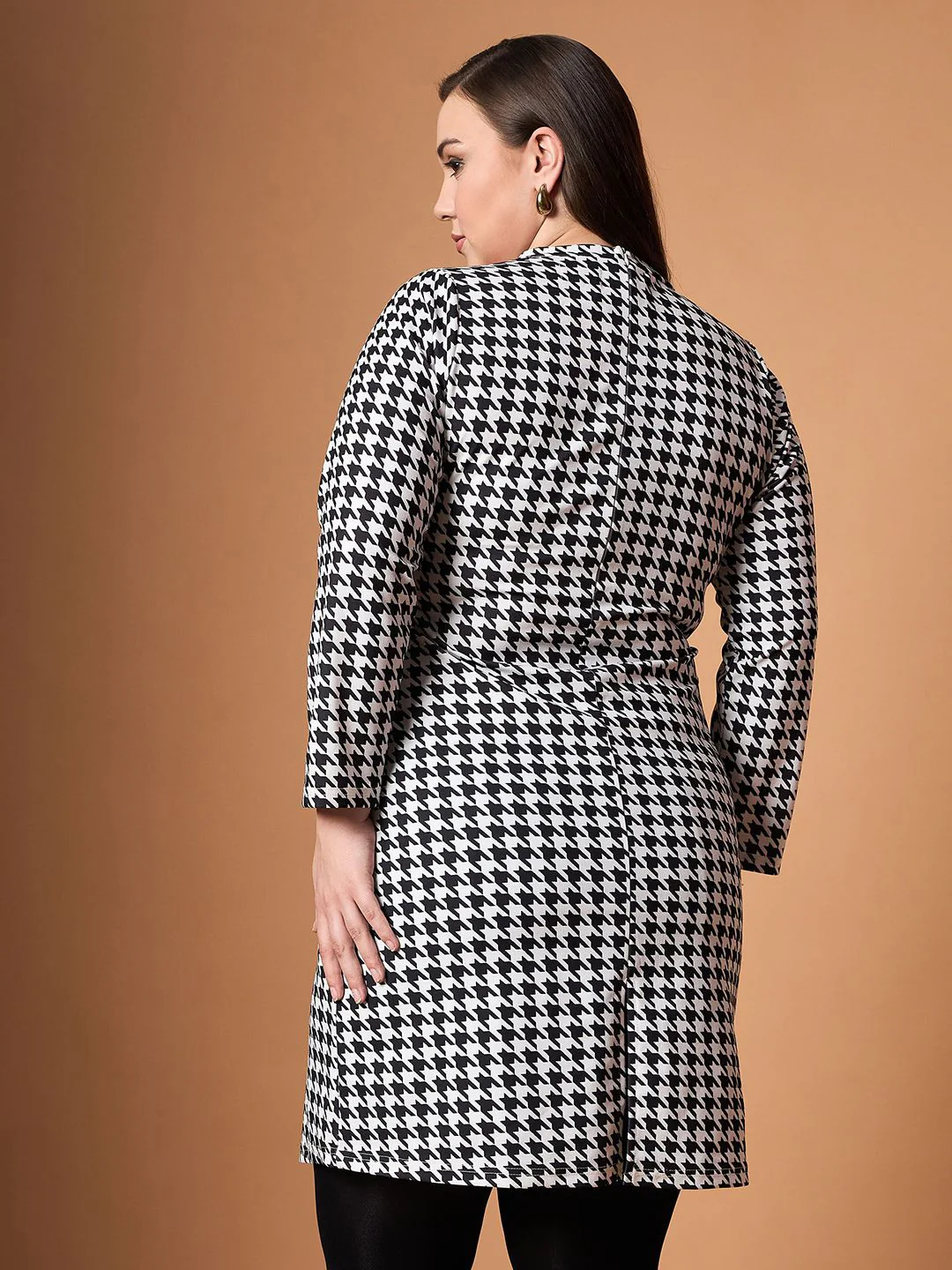 SASSAFRAS Curve Embellished Checked Sheath Dress - Image 5
