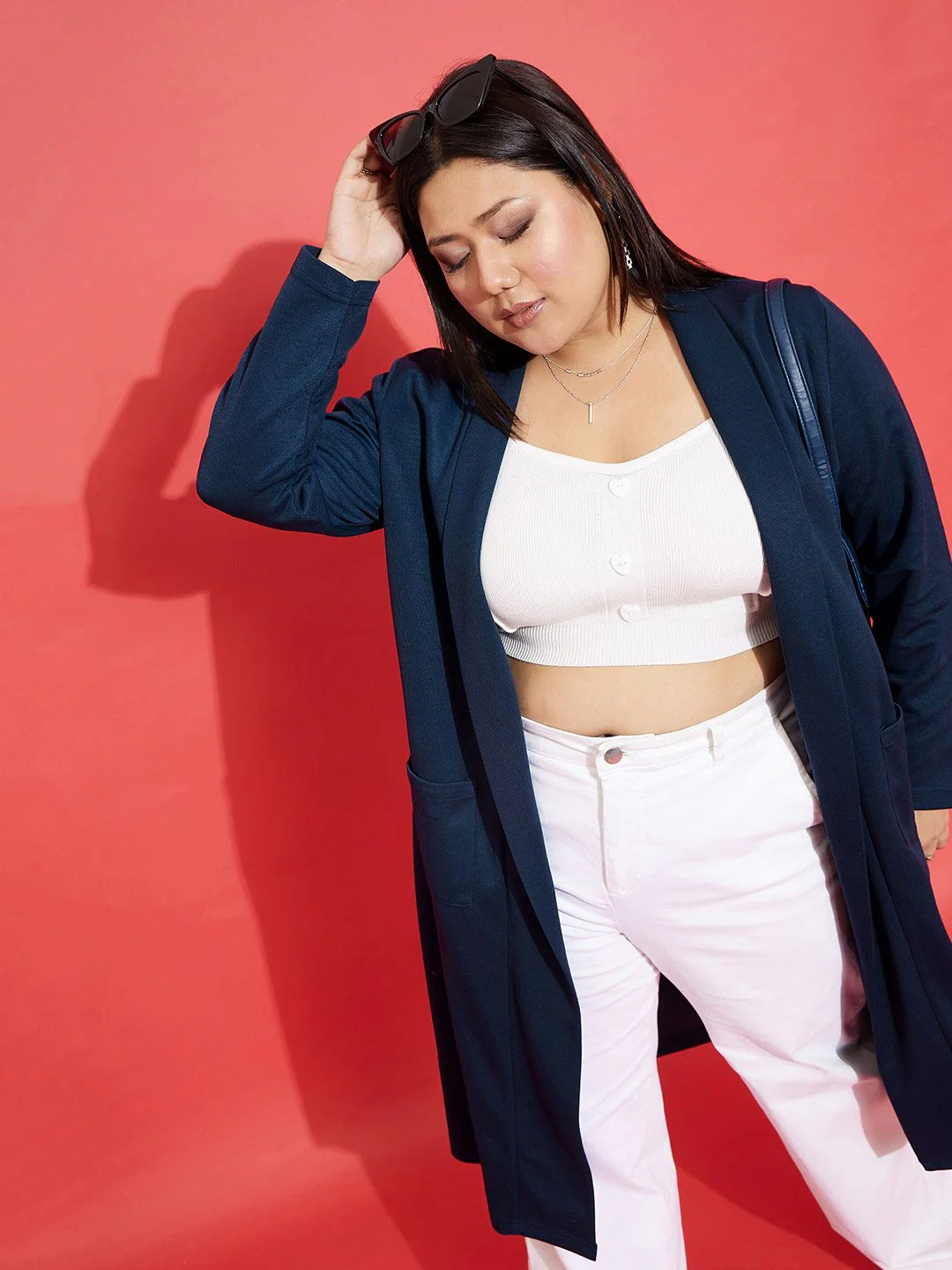 SASSAFRAS Curve Plus Size Longline Open Front Shrug - Image 4