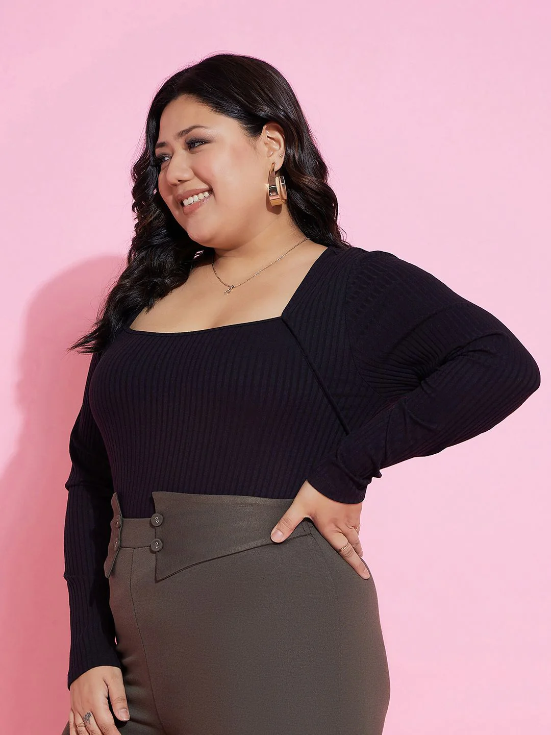 SASSAFRAS Curve Plus Size Square Neck Top - Image 3
