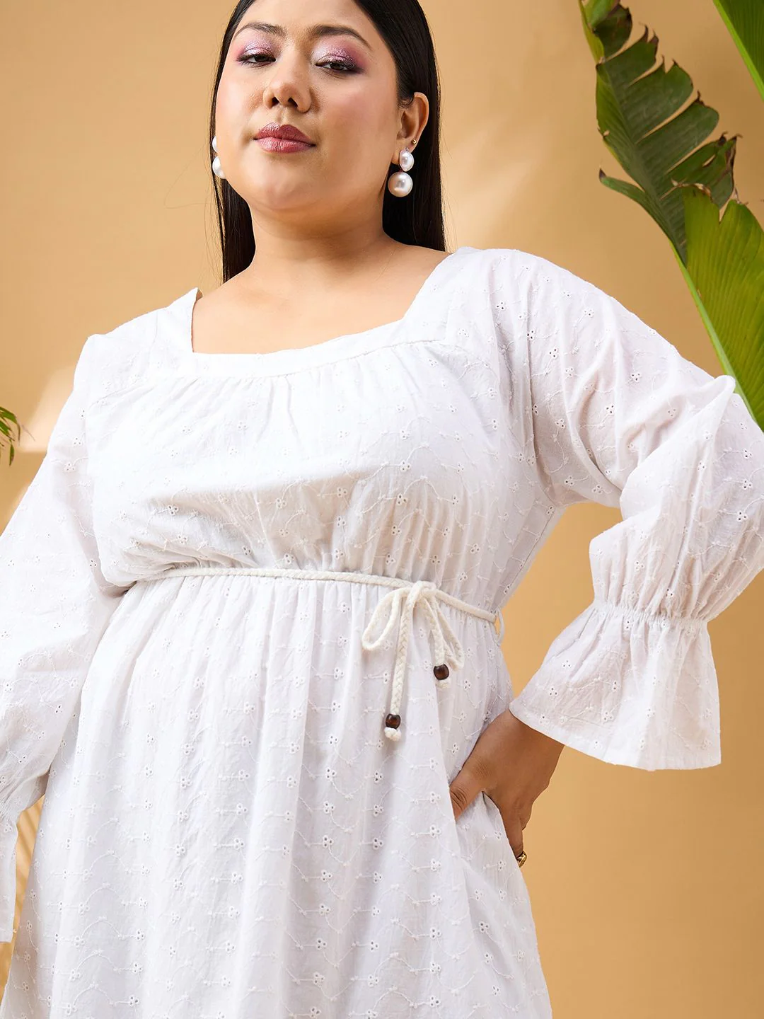 SASSAFRAS Curve Plus Size Striped Fit & Flare Pure Cotton Dress - Image 2