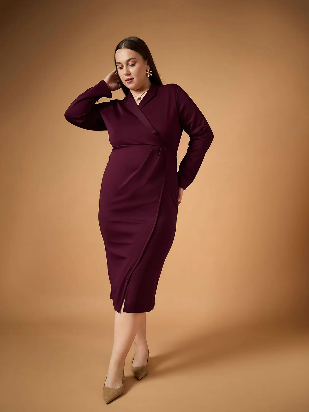SASSAFRAS Curve Scuba Bodycon Midi Dress - Image 4