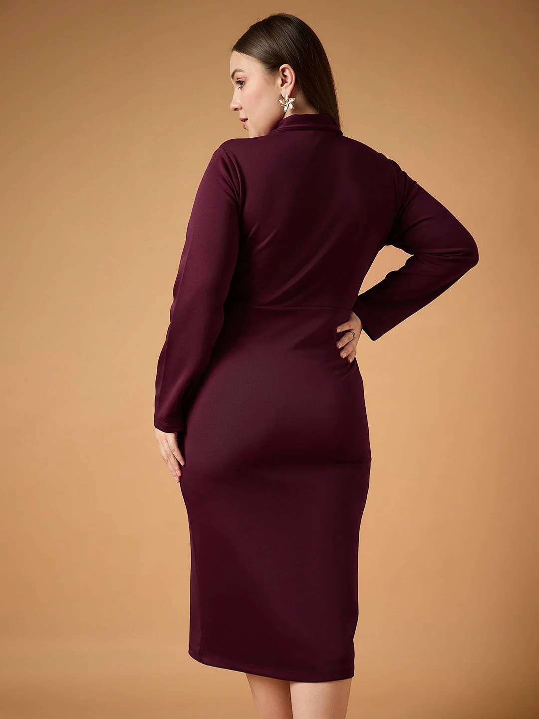 SASSAFRAS Curve Scuba Bodycon Midi Dress - Image 5
