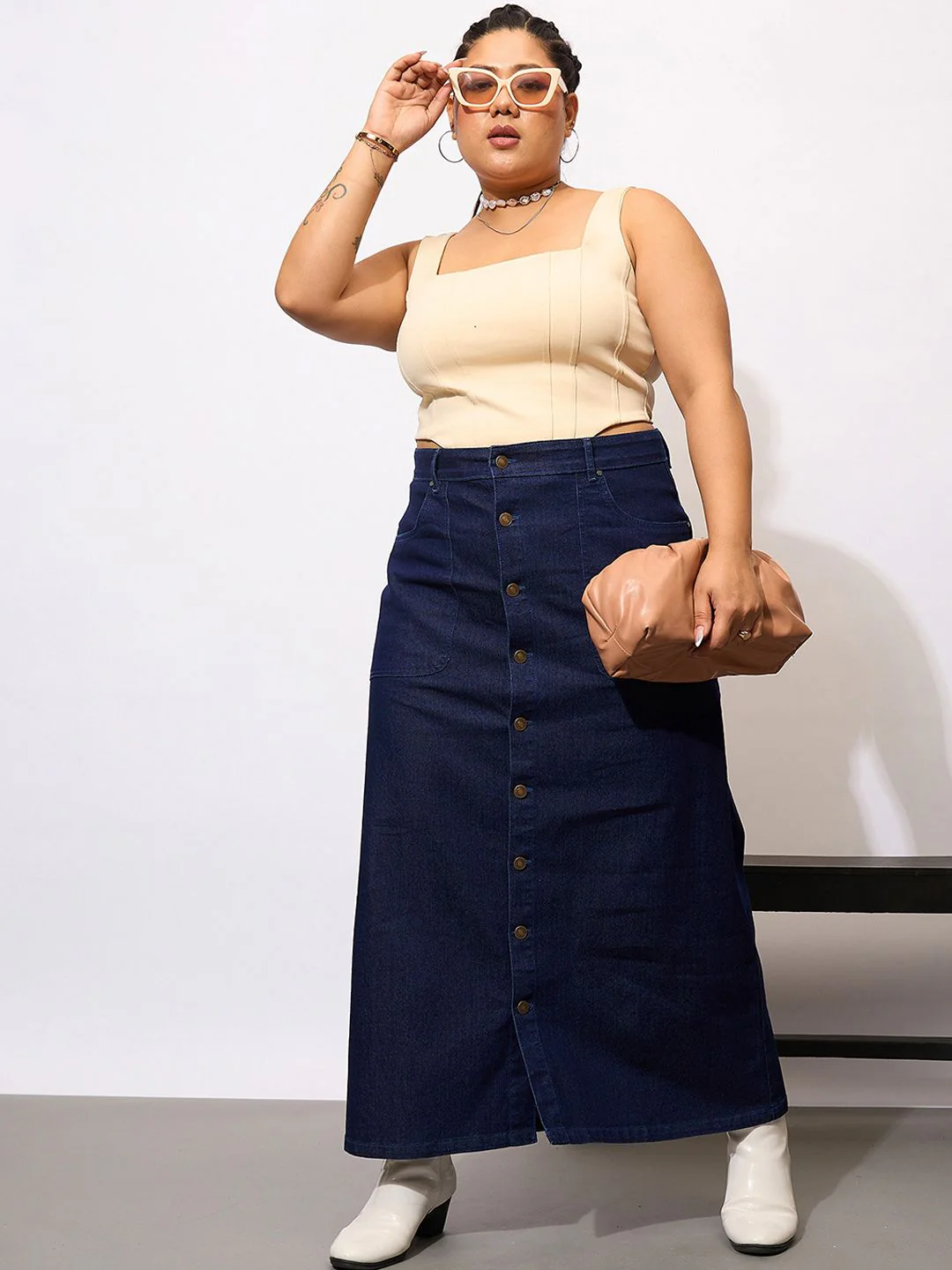 SASSAFRAS Curve Straight Maxi Skirt
