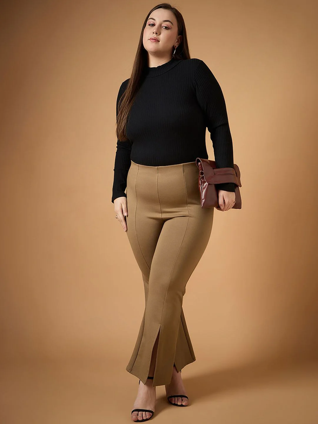 SASSAFRAS Curve Women Comfort Slim Fit High-Rise Trousers - Image 4