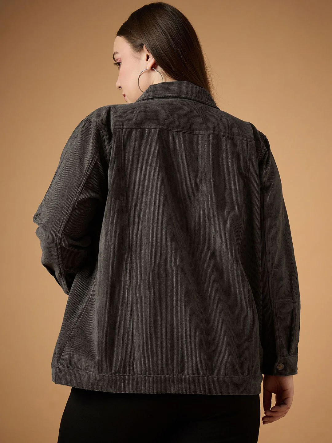 SASSAFRAS Curve Women Corduroy Tailored Jacket with Embroidered - Image 5