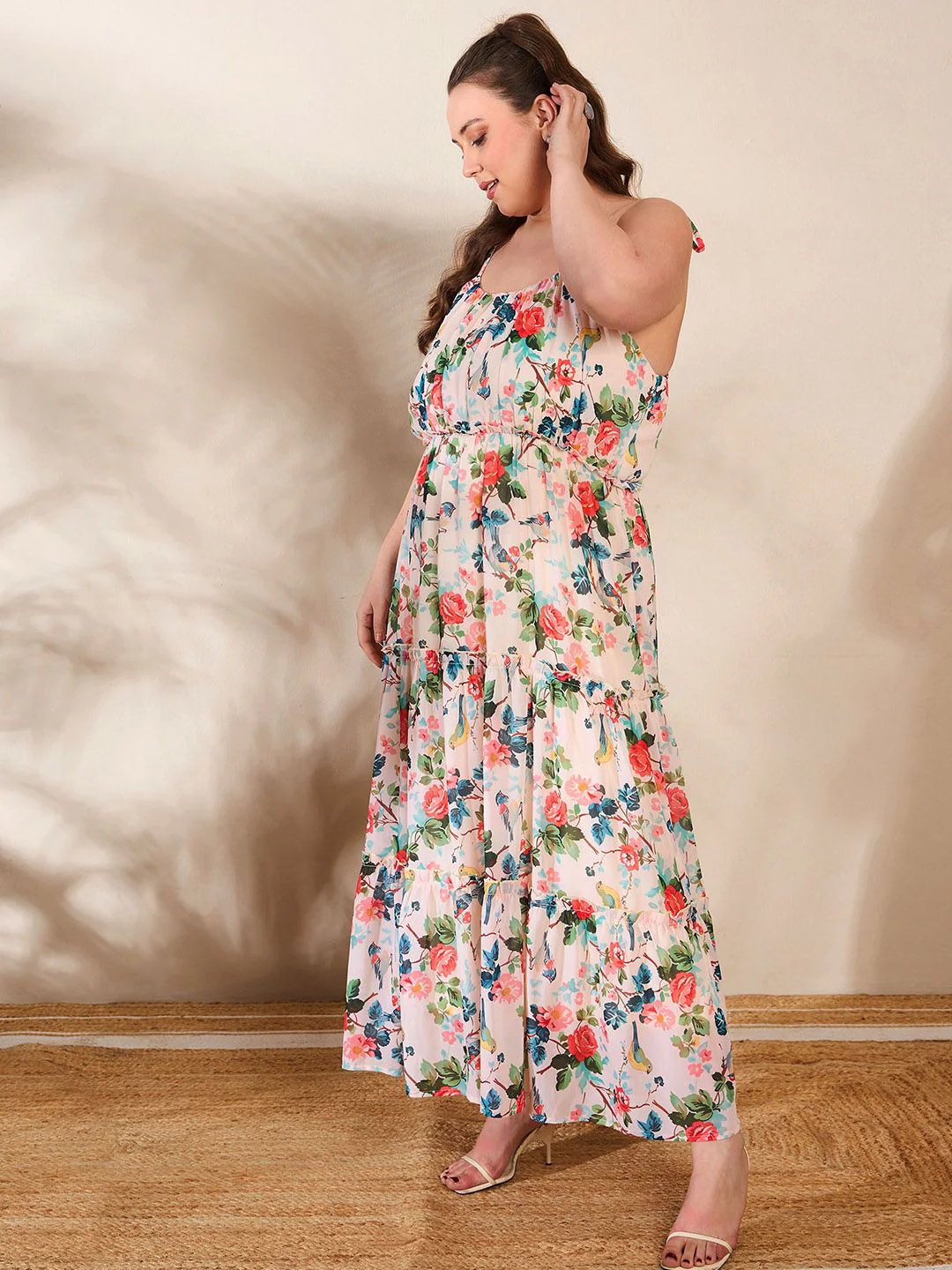 SASSAFRAS Curve Women Floral Print Maxi Dress - Image 3