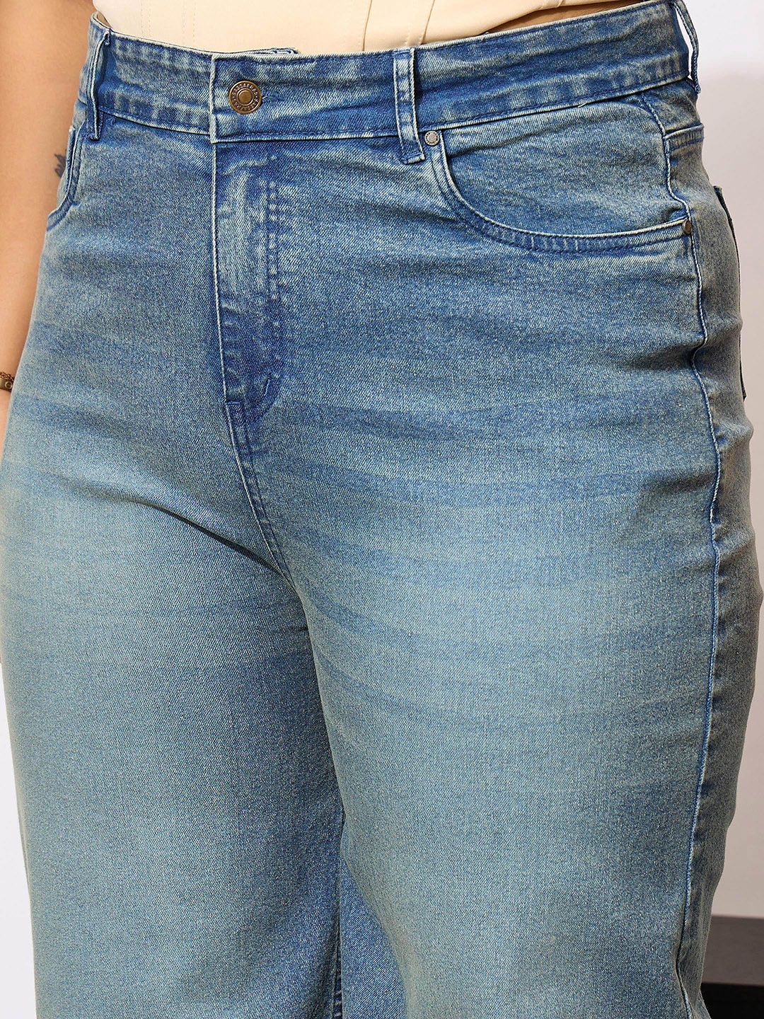 SASSAFRAS Curve Women PLus Size Comfort Acid Wash Clean Look Stretchable Jeans - Image 4