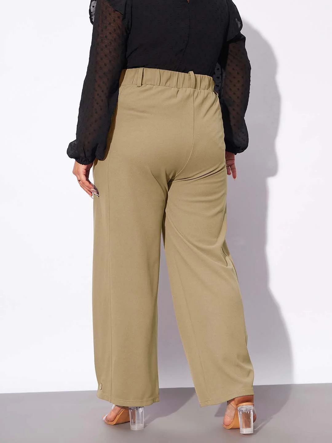 SASSAFRAS Curve Women Plus Size Straight Fit Parallel Trousers - Image 4